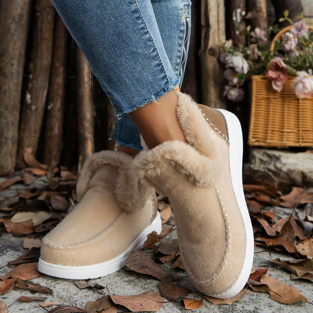 Cozy Fur-Trimmed Slip-Ons