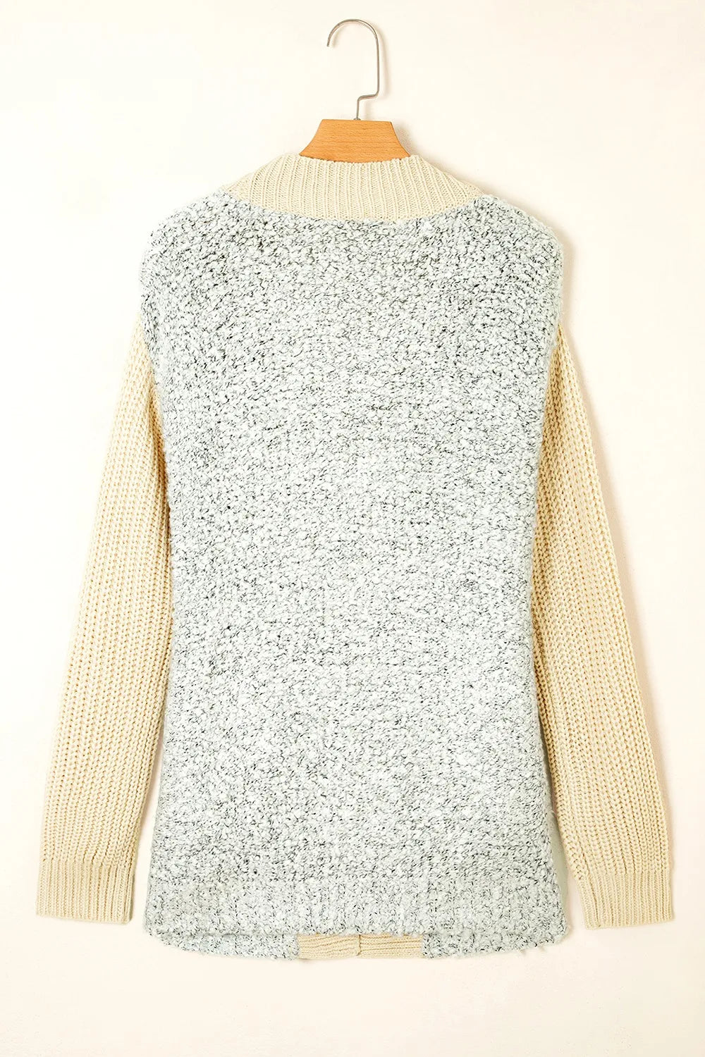 Color Block Side Pockets Open Front Cardigan