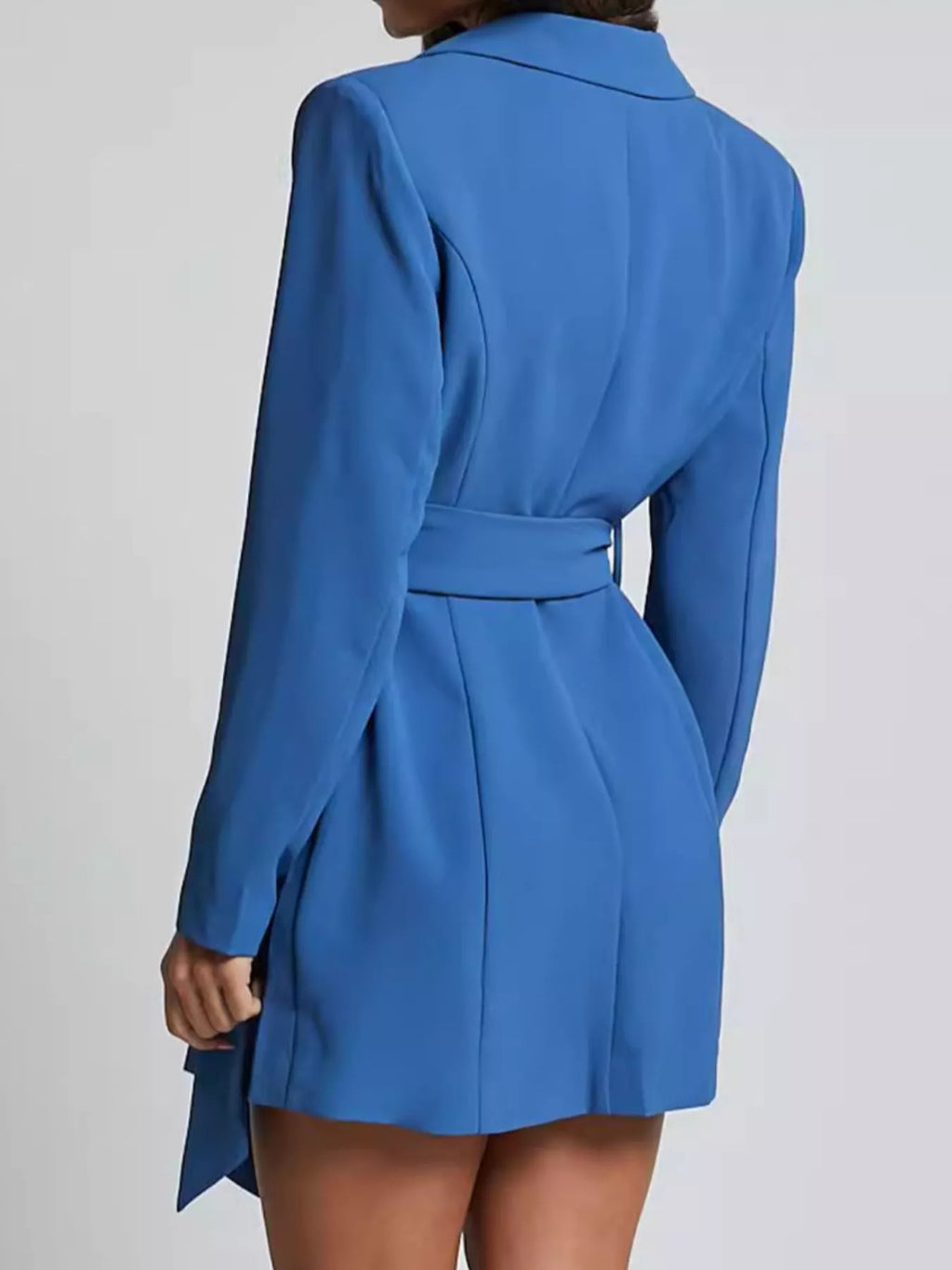Lapel Collar Tie Waist Blazer
