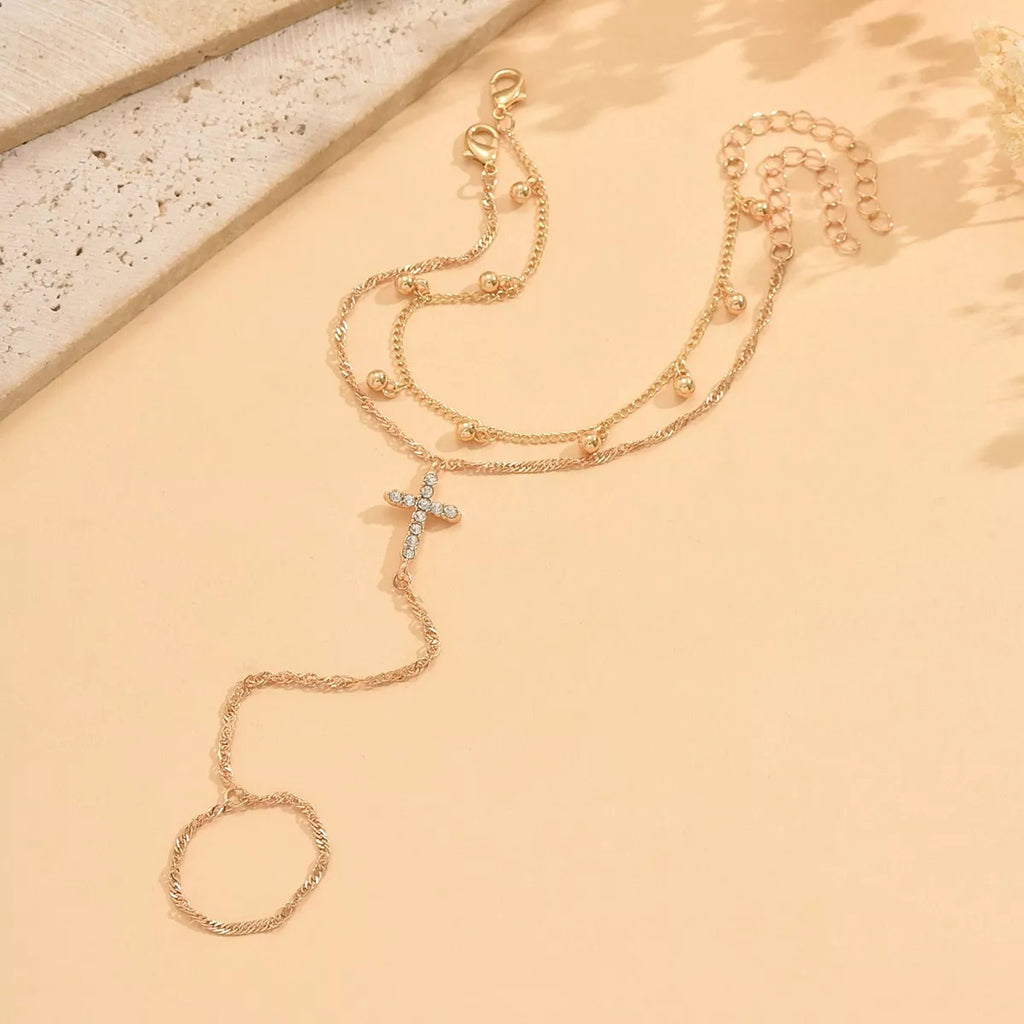 18K Gold-Plated Chain Cross Bracelet