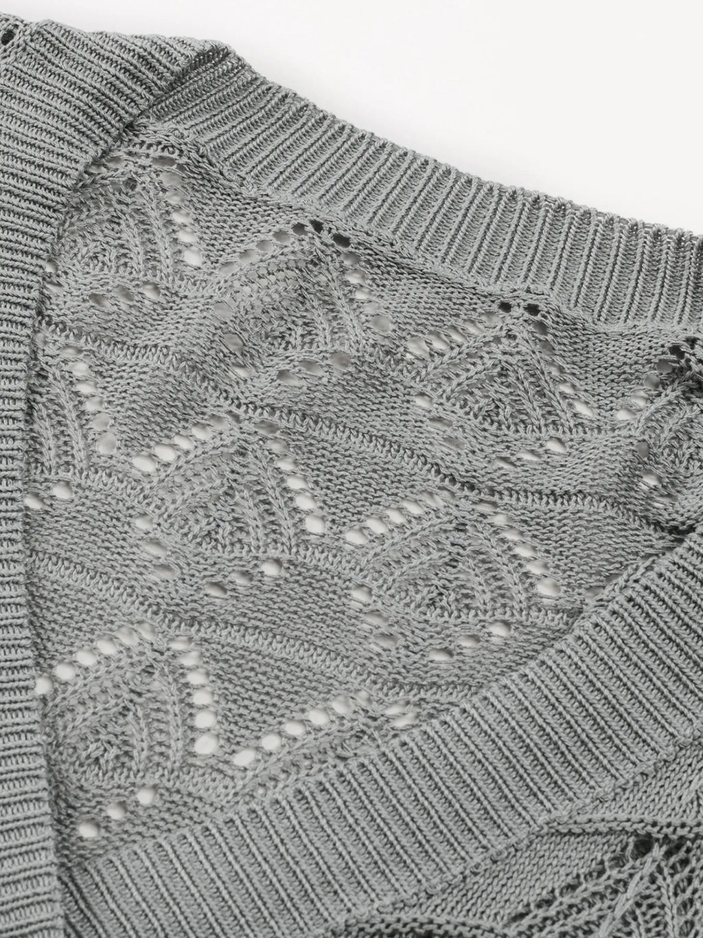 Buttoned Front Openwork Cardigan
