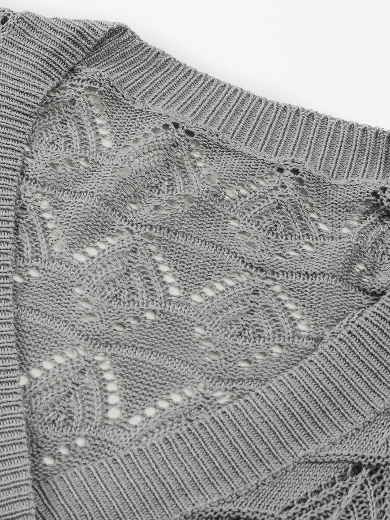 Buttoned Front Openwork Cardigan