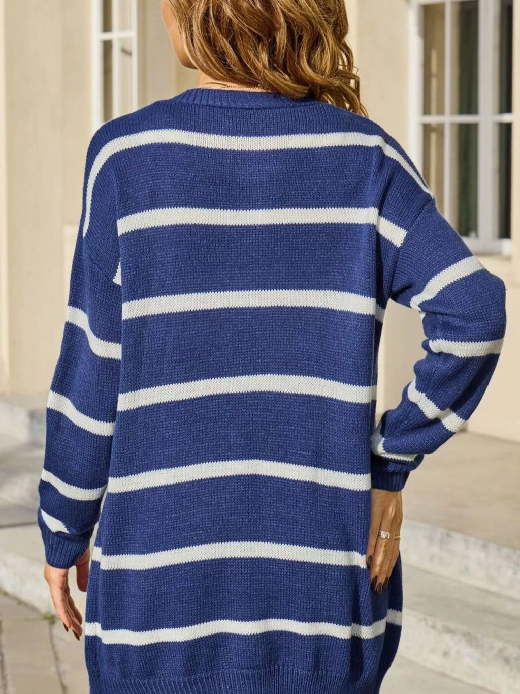 Striped Button-Down Knit Cardigan