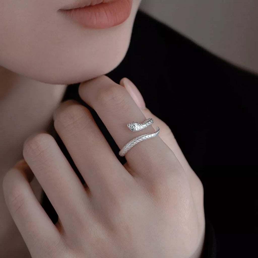 925 Sterling Silver Snake Bypass Ring