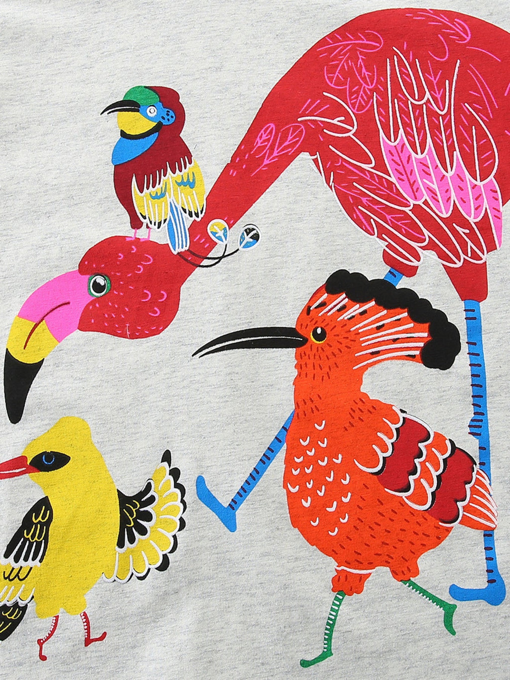 Children's Colorful Birds Print Crew Neck T-Shirt