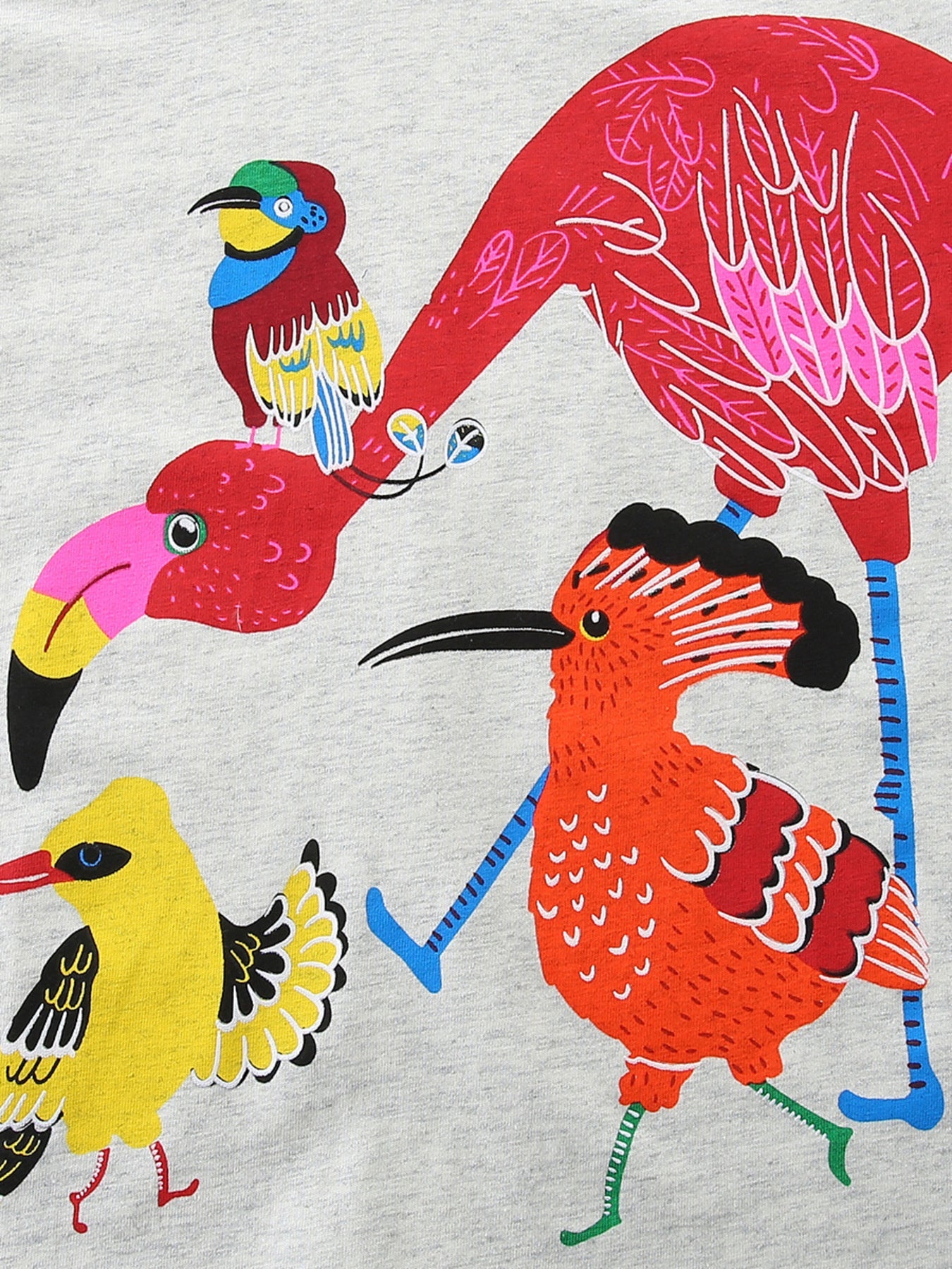 Children's Colorful Birds Print Crew Neck T-Shirt
