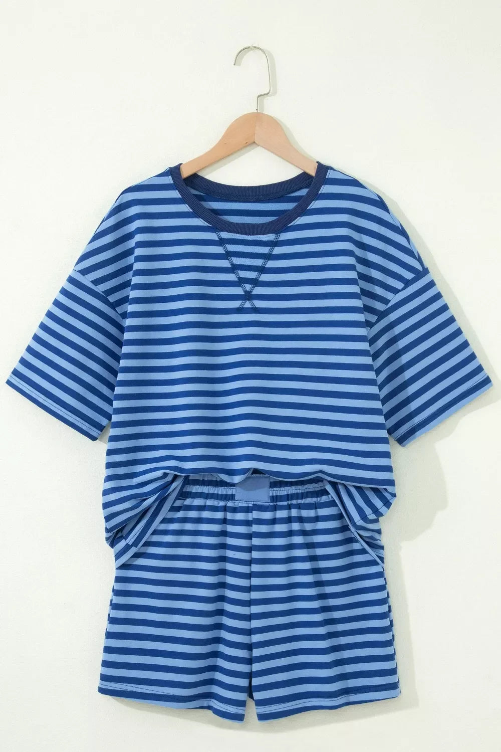Striped Short Sleeve Top and Shorts Set