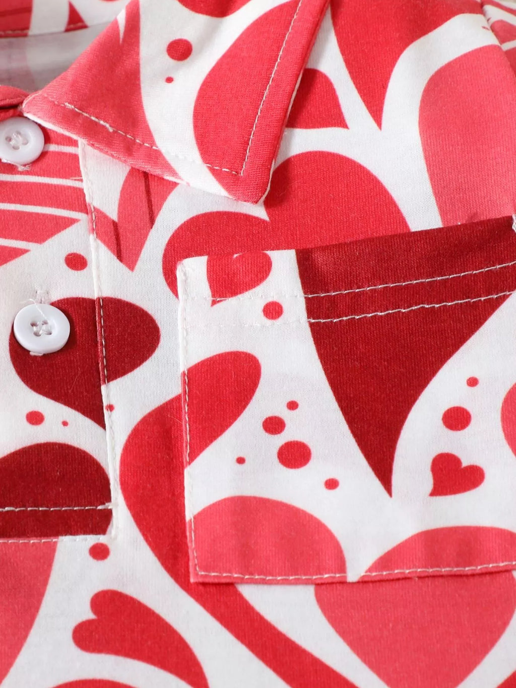 Children's Heart Print Short Sleeve Polo