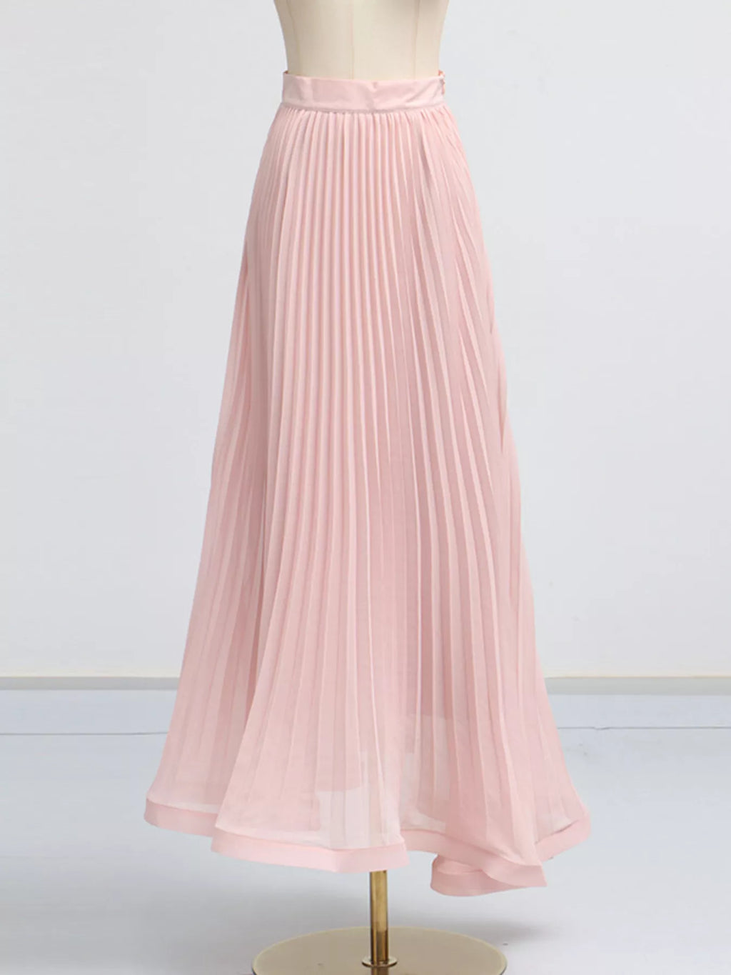 Frill Lapel Collar Top and Pleated Skirt Set