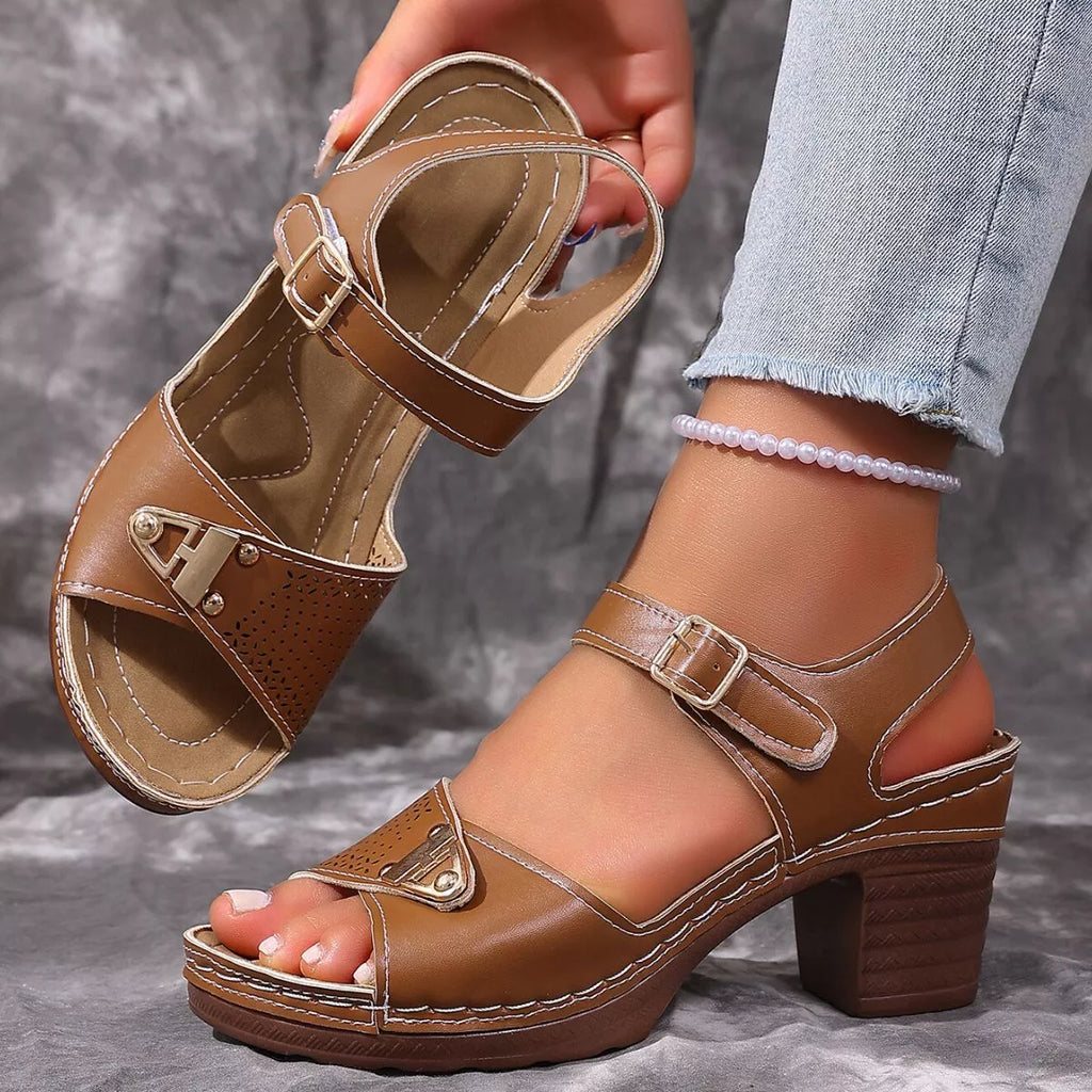 Open Toe Block Heels Sandals