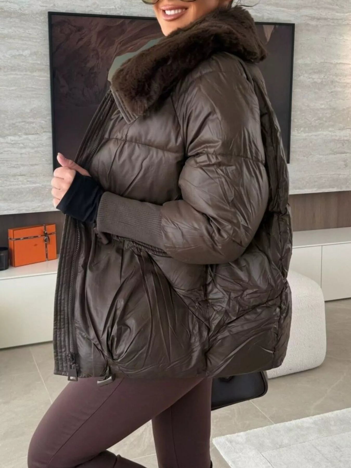 Fur Collar Padded Puffer Jacket