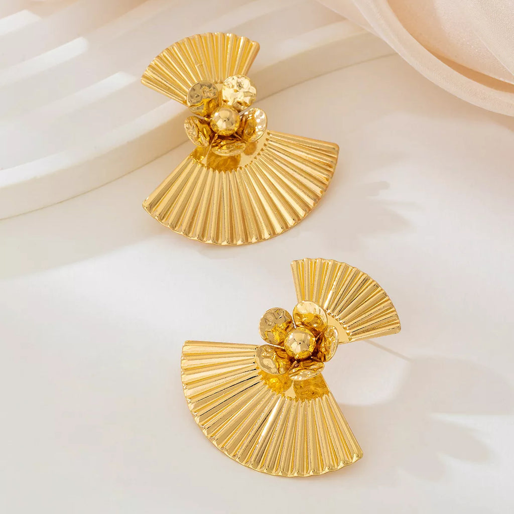 18K Gold-Plated Alloy Fan Earrings