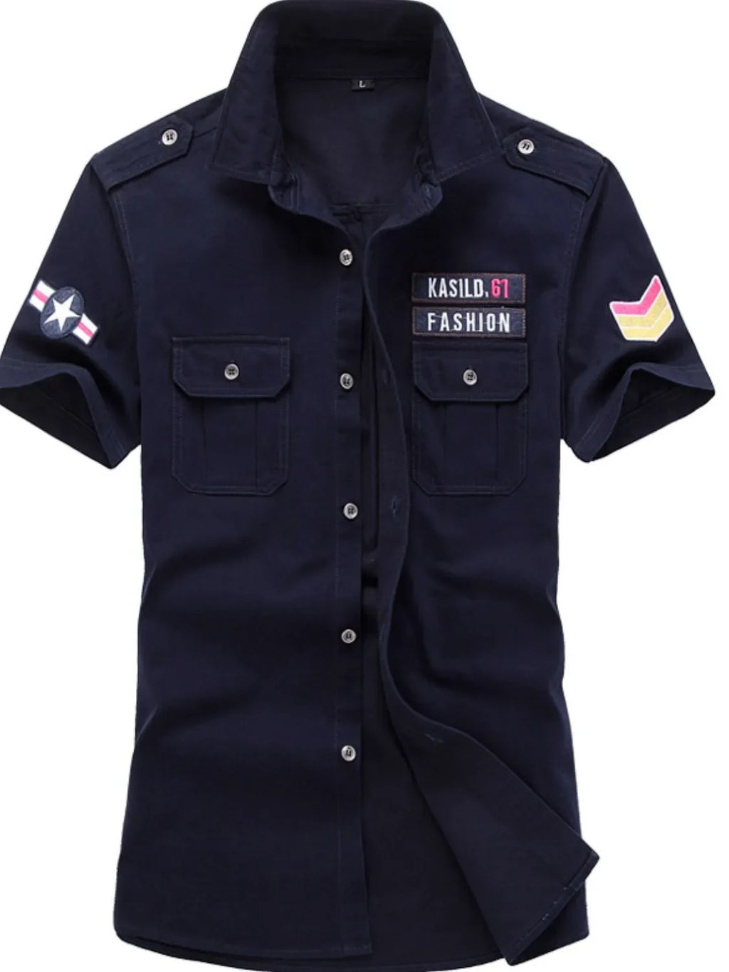 Men's Plus Size Embroidered Collared Neck Short Sleeve Shirt