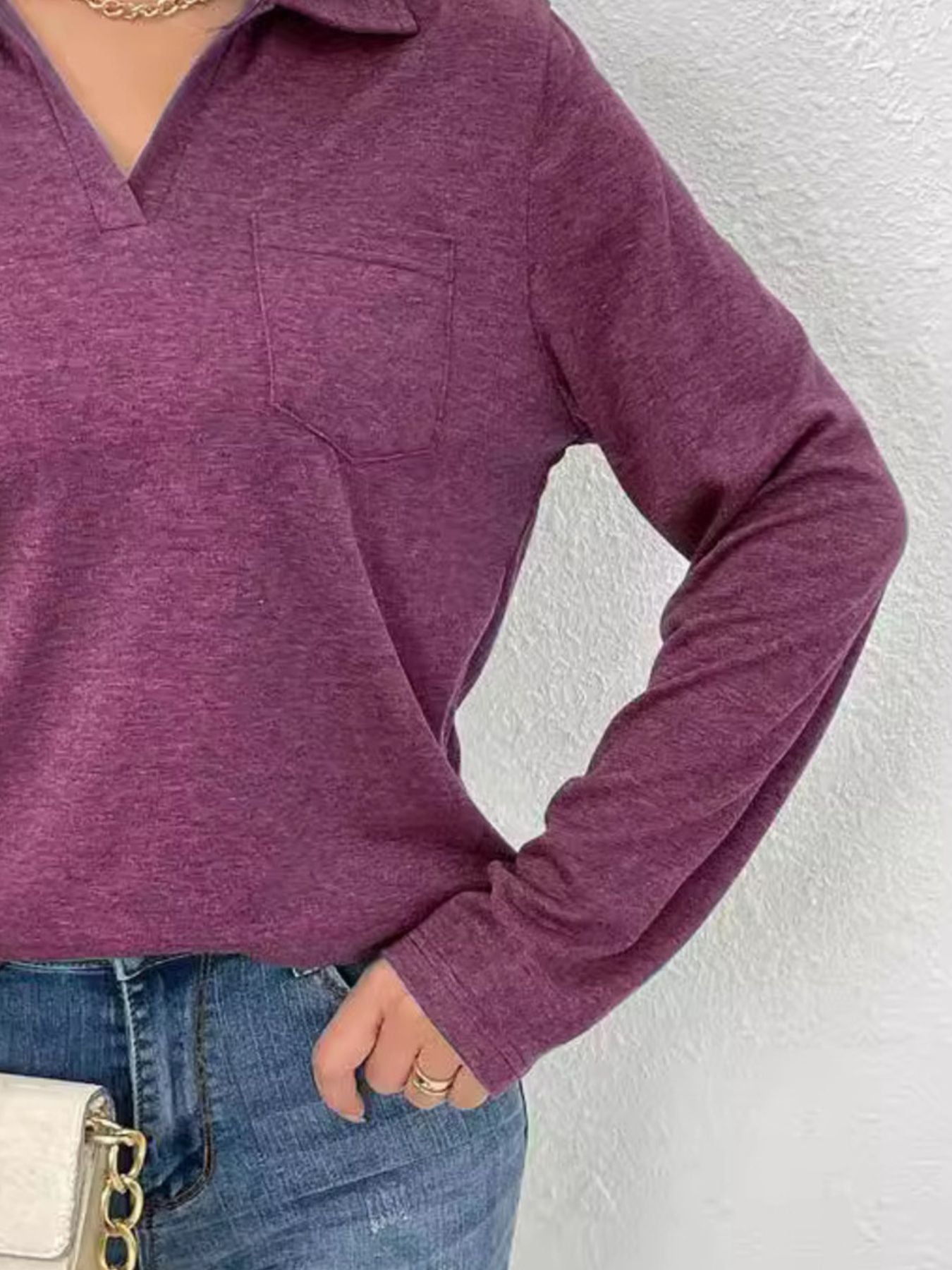 Collared Neck Long Sleeve T-Shirt
