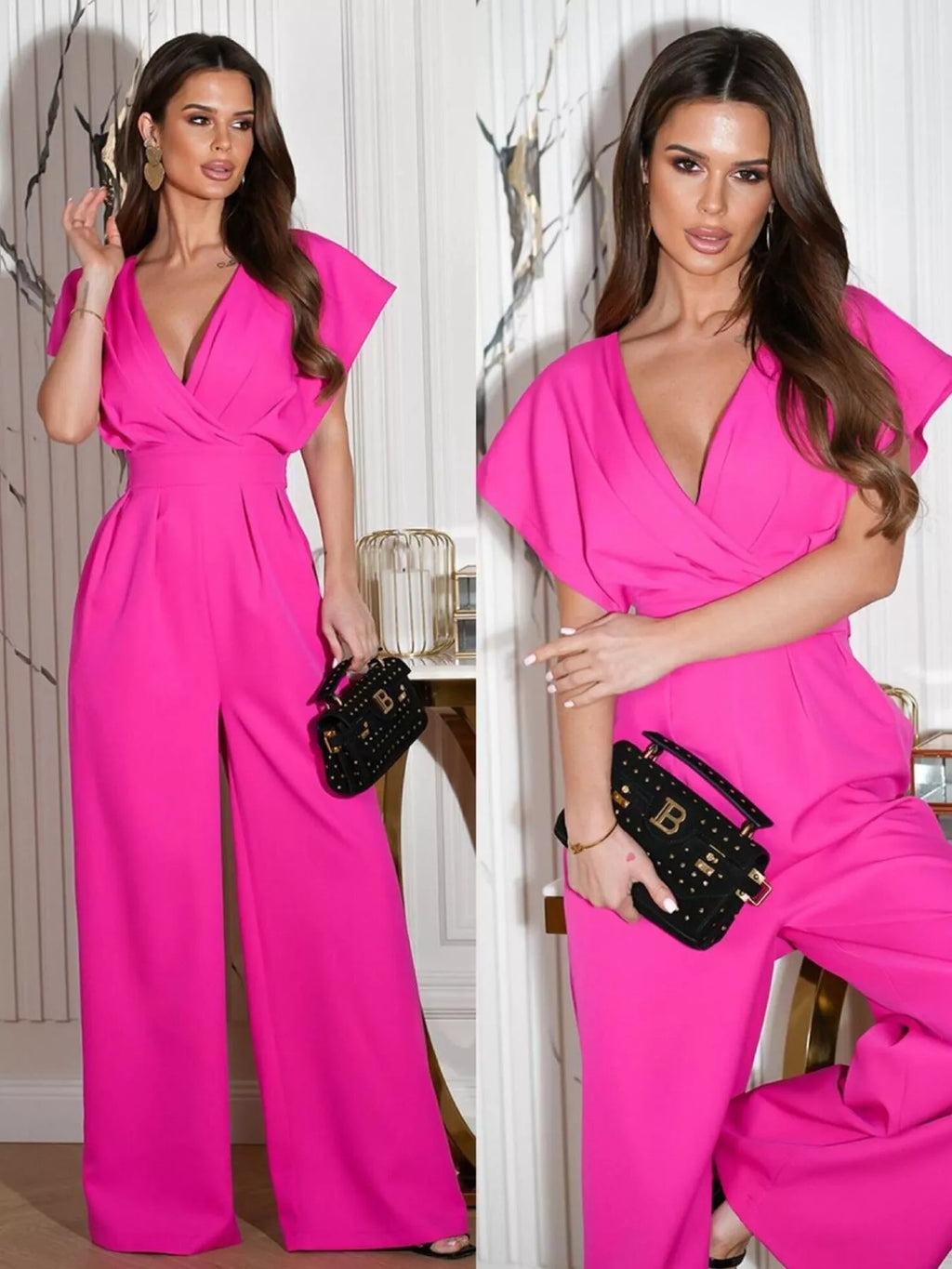 Surplice Wide Leg Jumpsuit