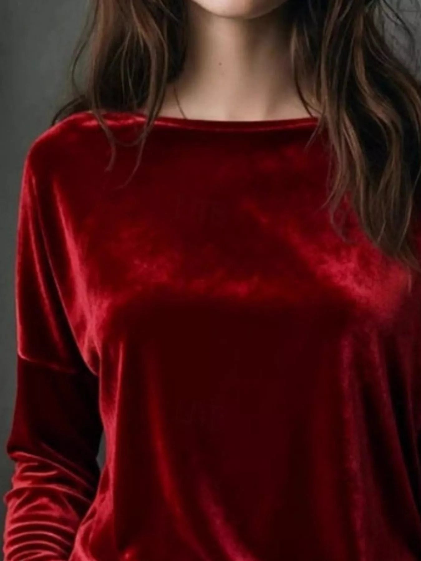 Full Size Velvet Long Sleeve T-Shirt Plus Size