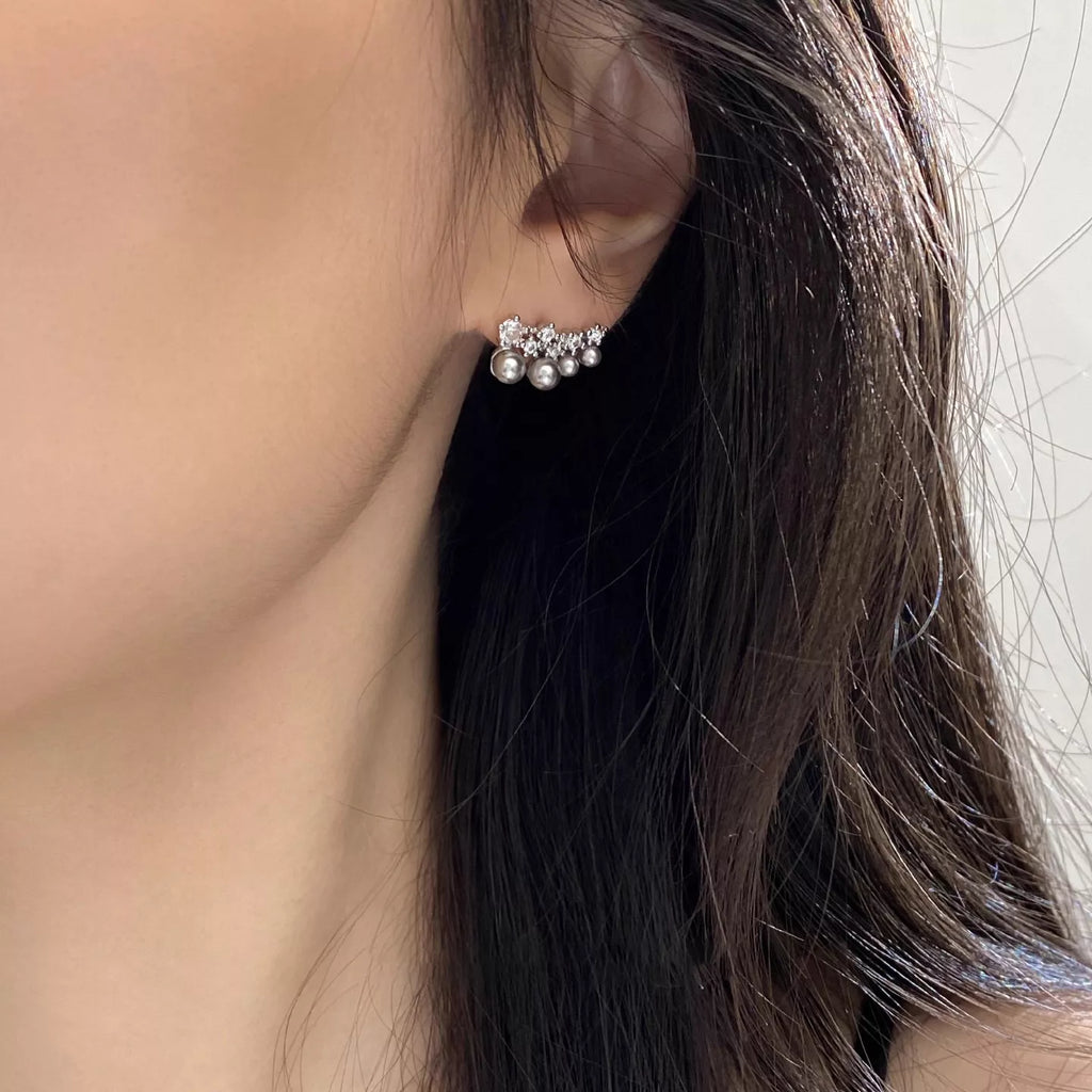 Alloy Pearl Cluster Earrings