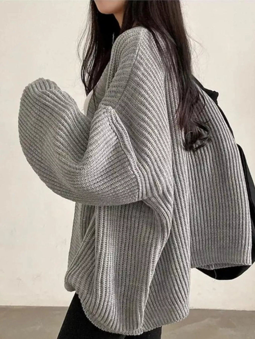 Open Front Oversized Knit Cardigan