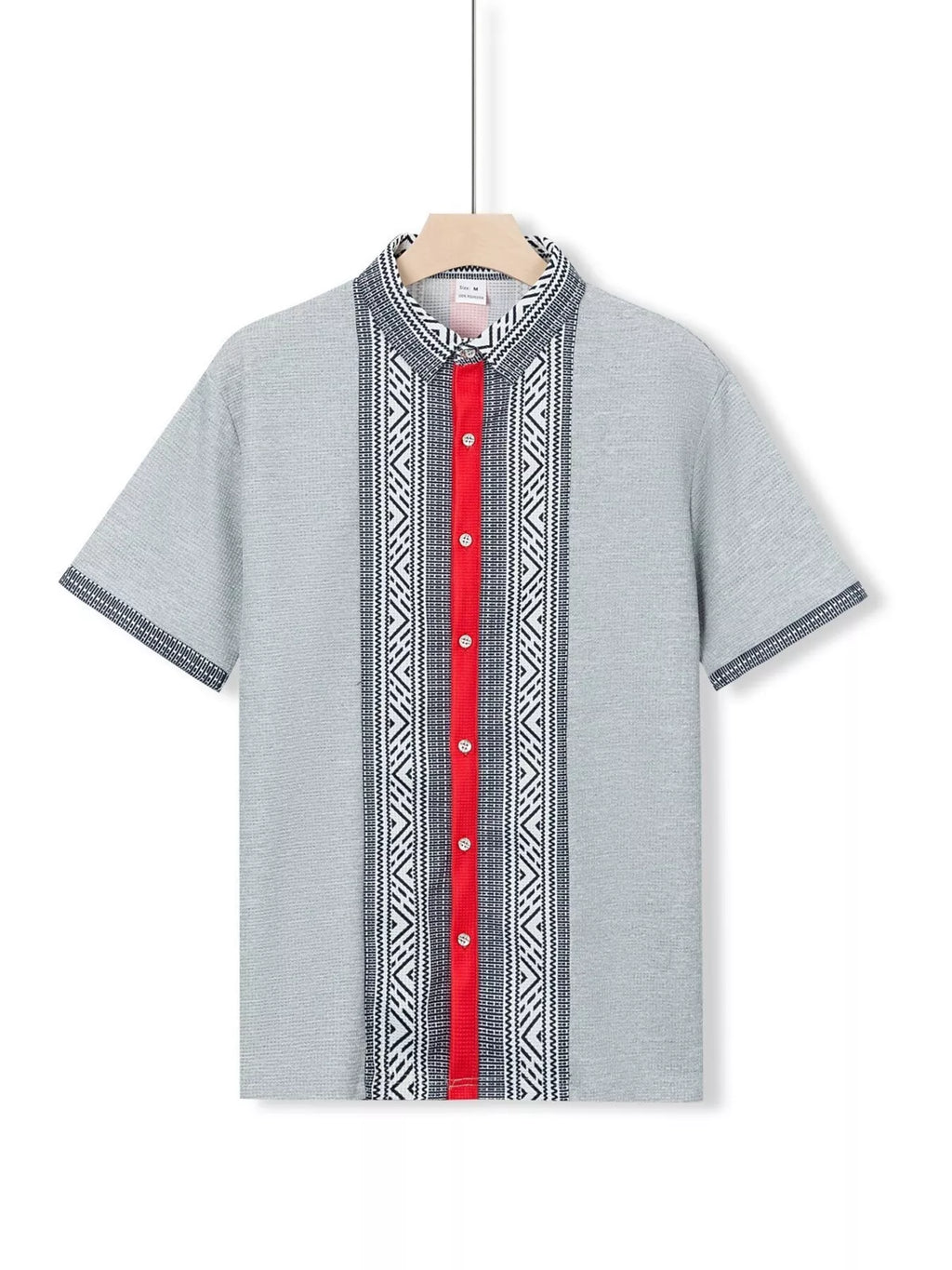 Men's Full Size Casual Geometric Print Short Sleeve Shirt Plus Size