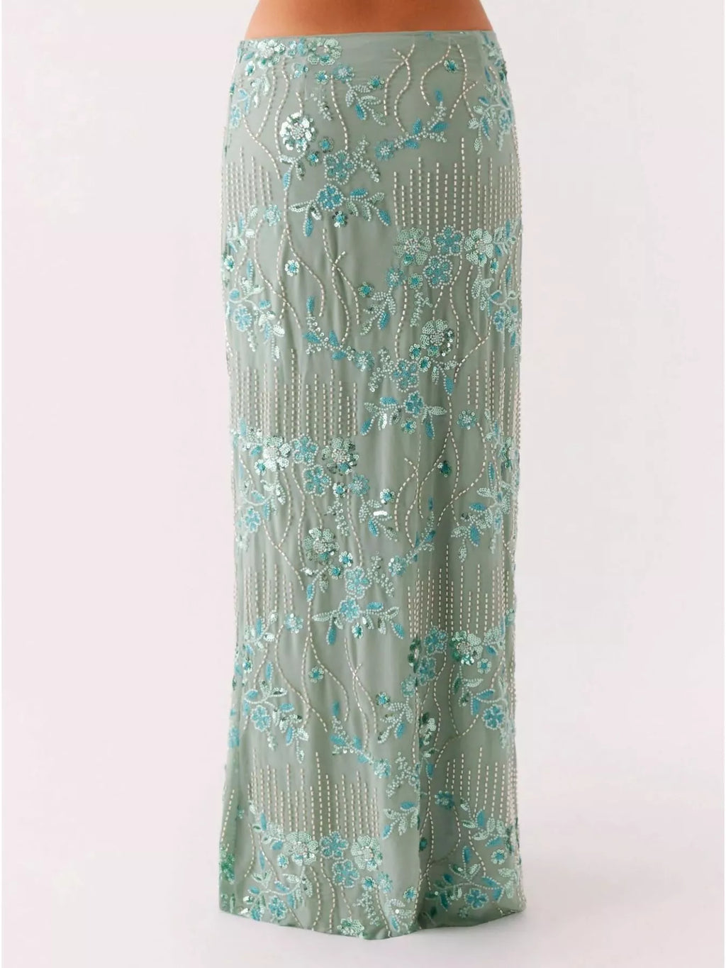 Sequin Embroidered Maxi Skirt