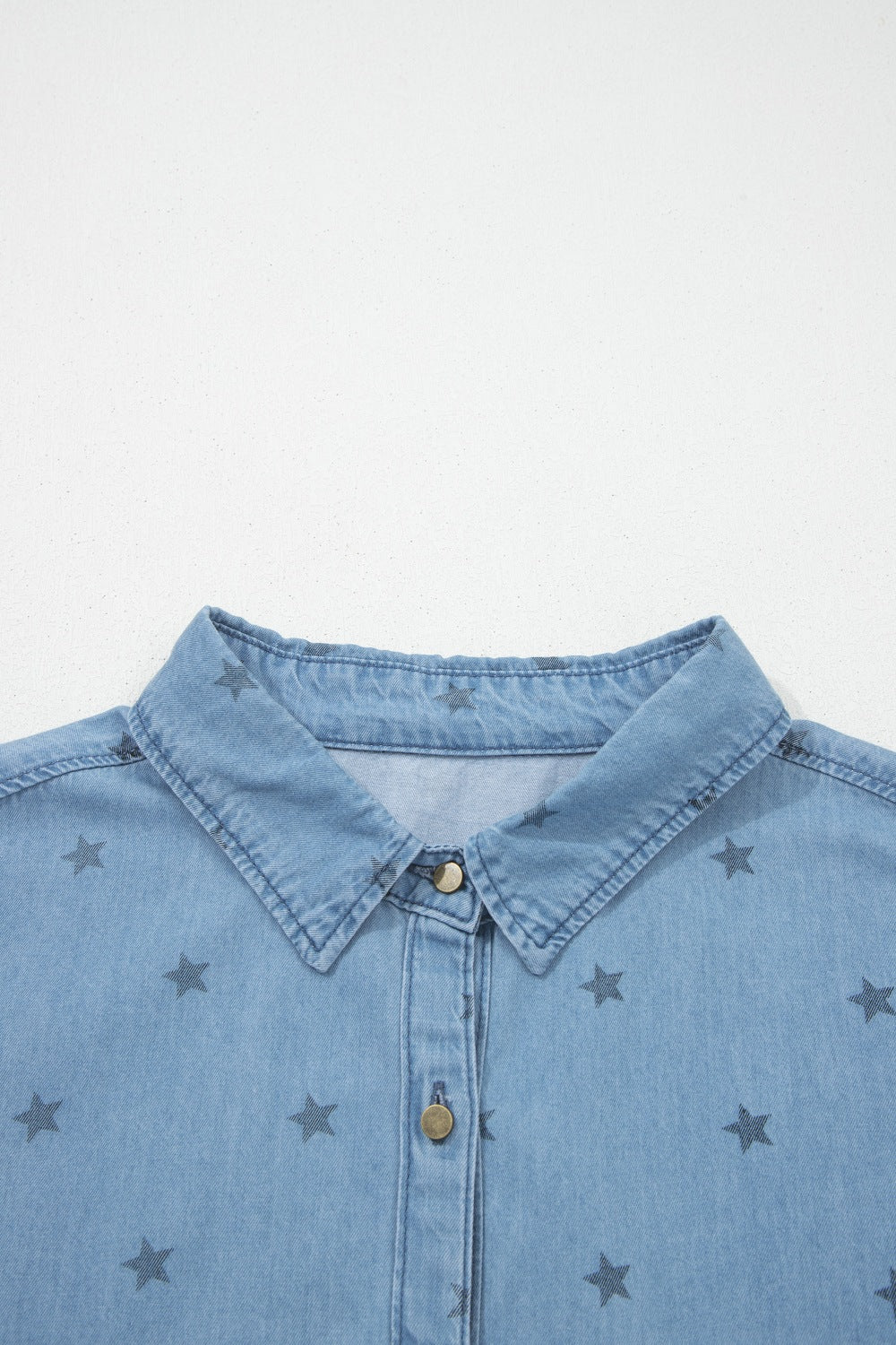 Double Chest Pocket Short Sleeve Denim Shirt