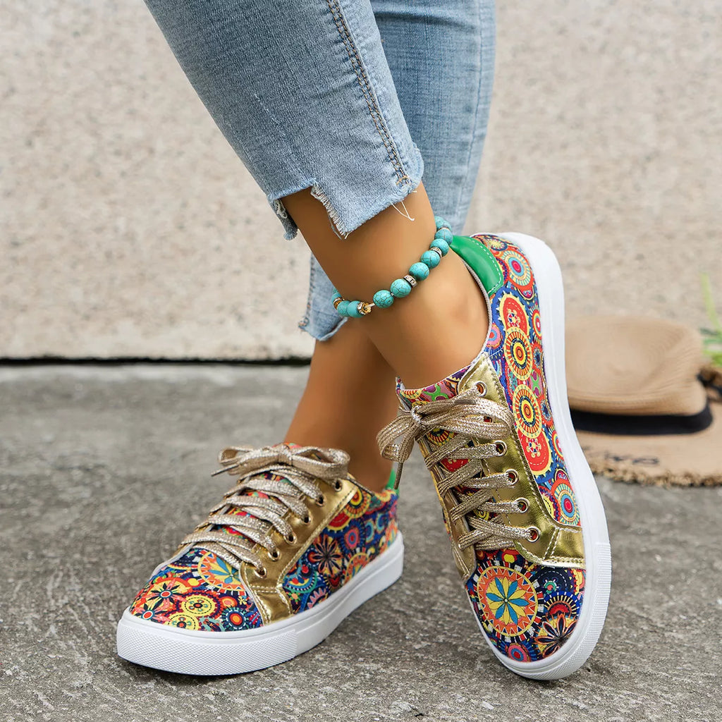 Printed Round Toe Sneakers