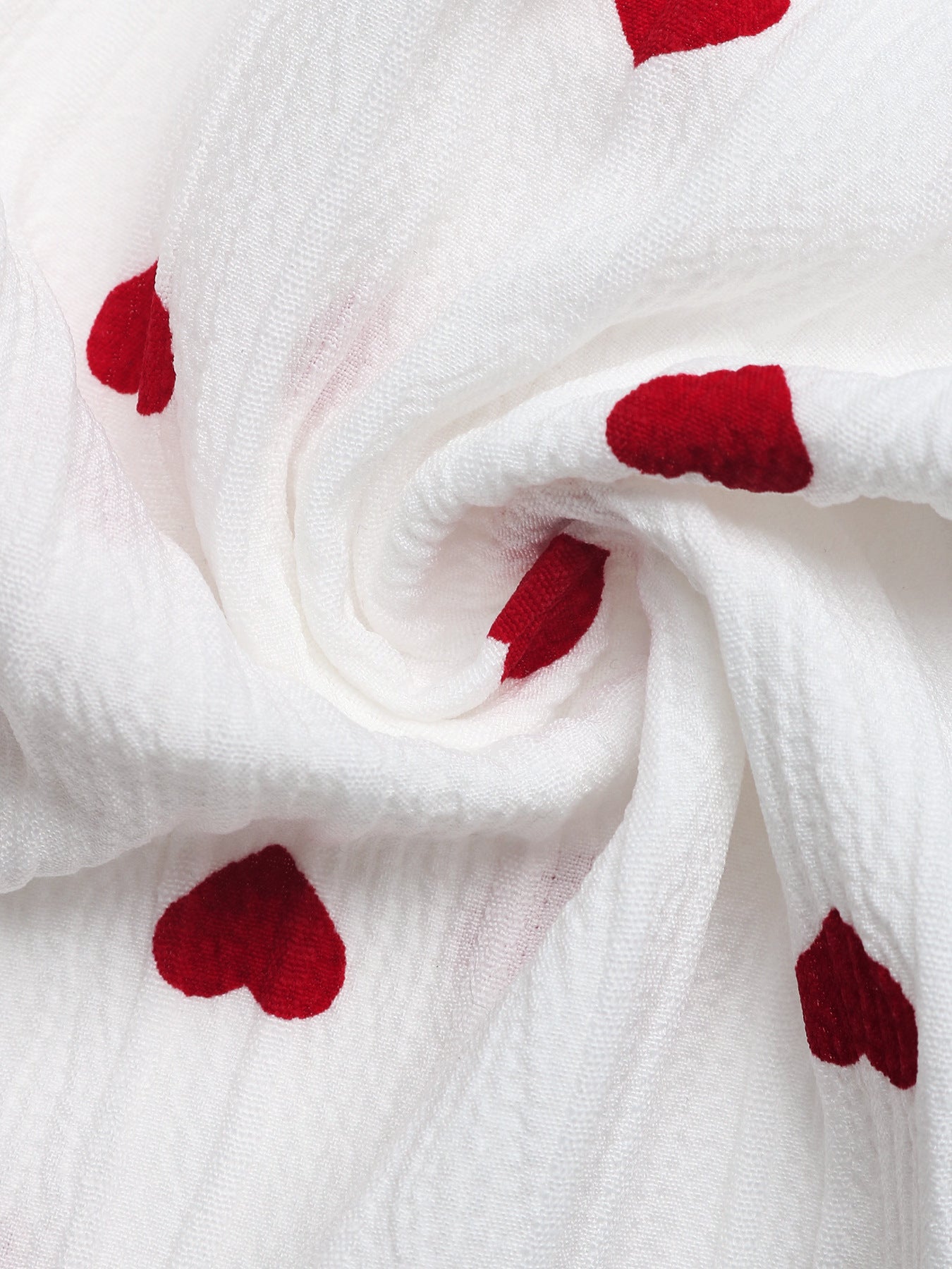 Heart Print Drawstring Waist Wide Leg Pants