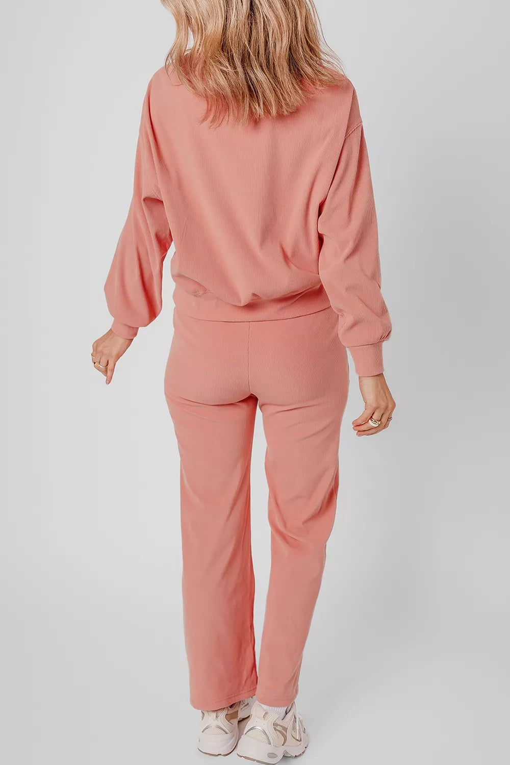 Ribbed Round Neck Top and Pants Set