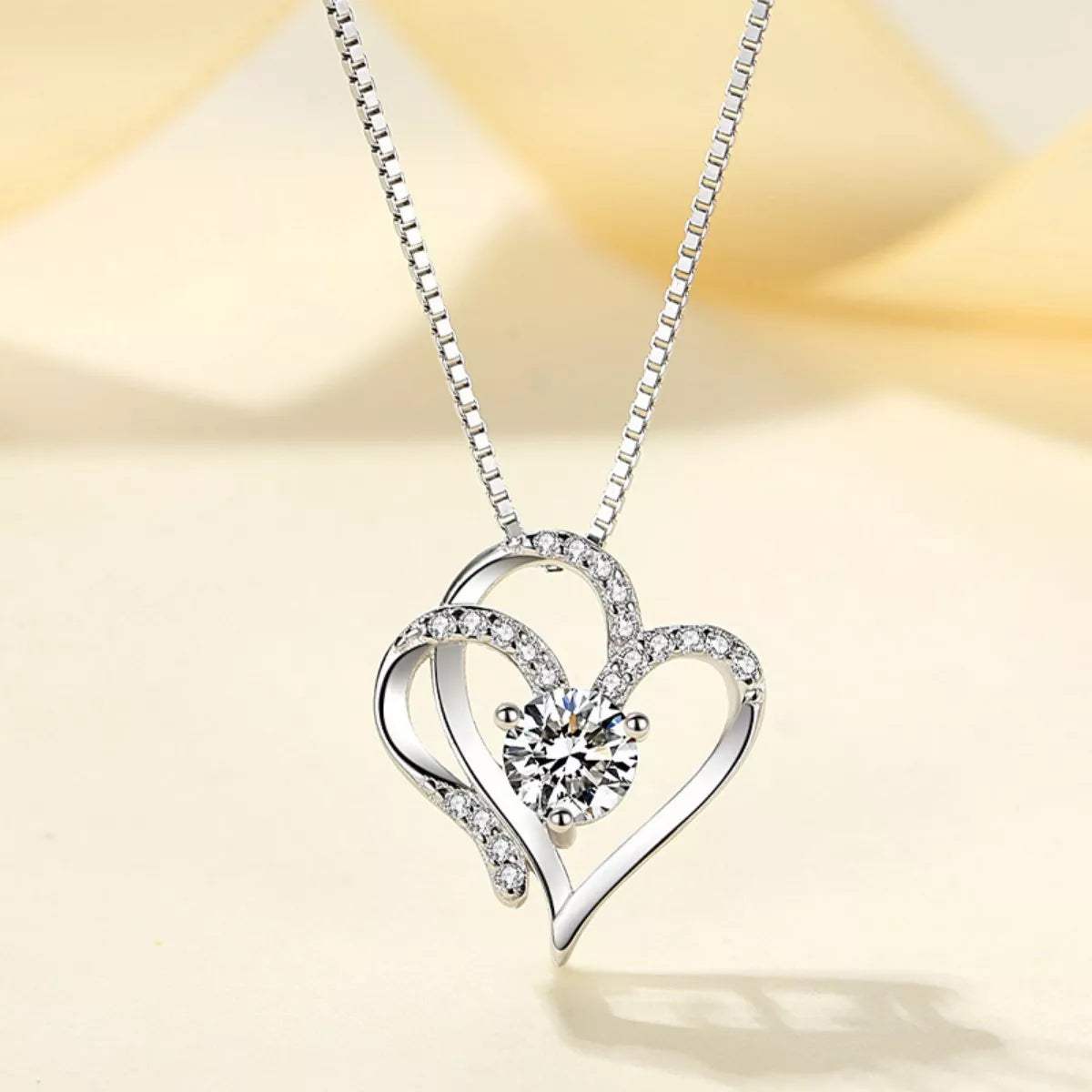 925 Sterling Silver Zircon Heart Necklace