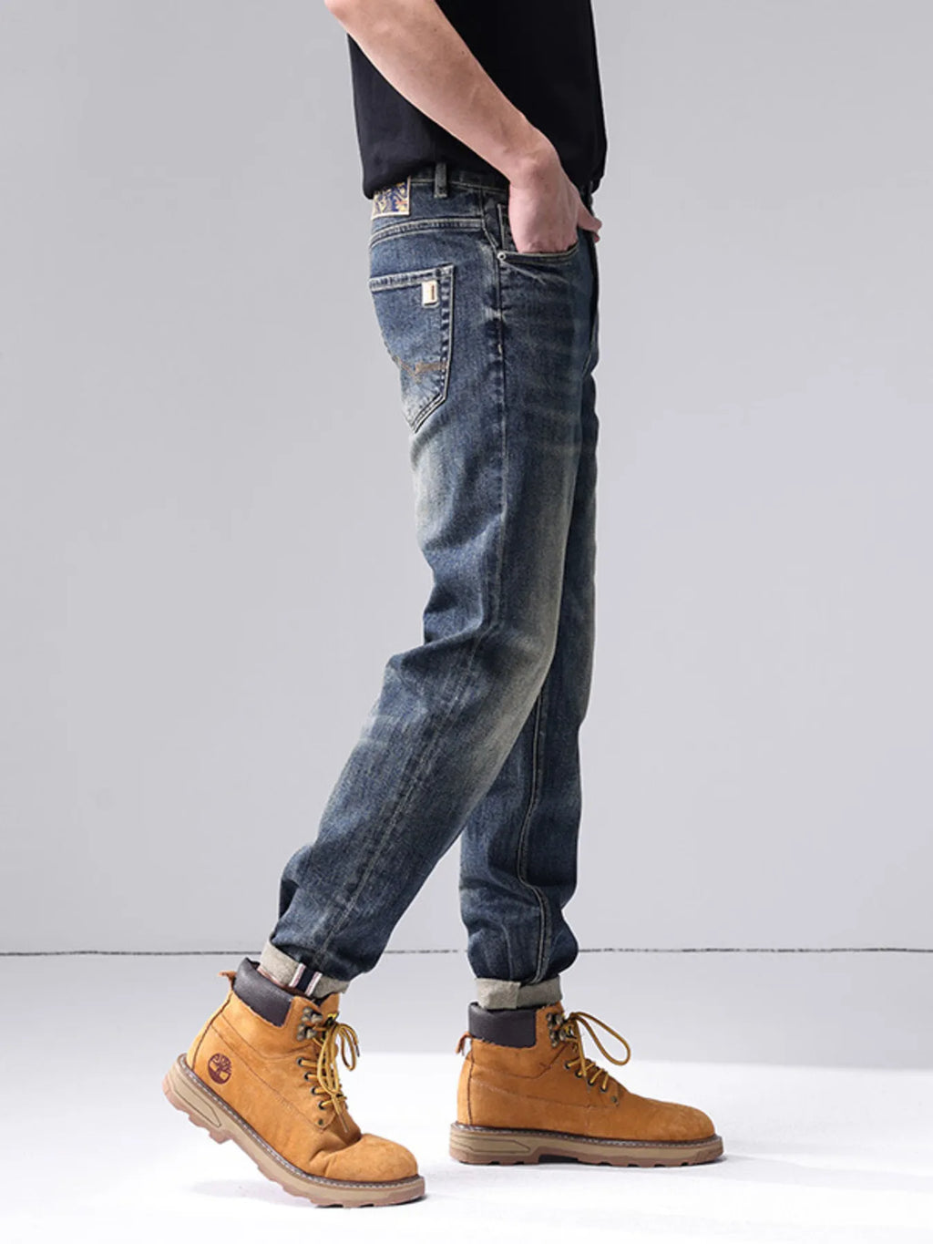 Men's Washed Straight Leg Jeans