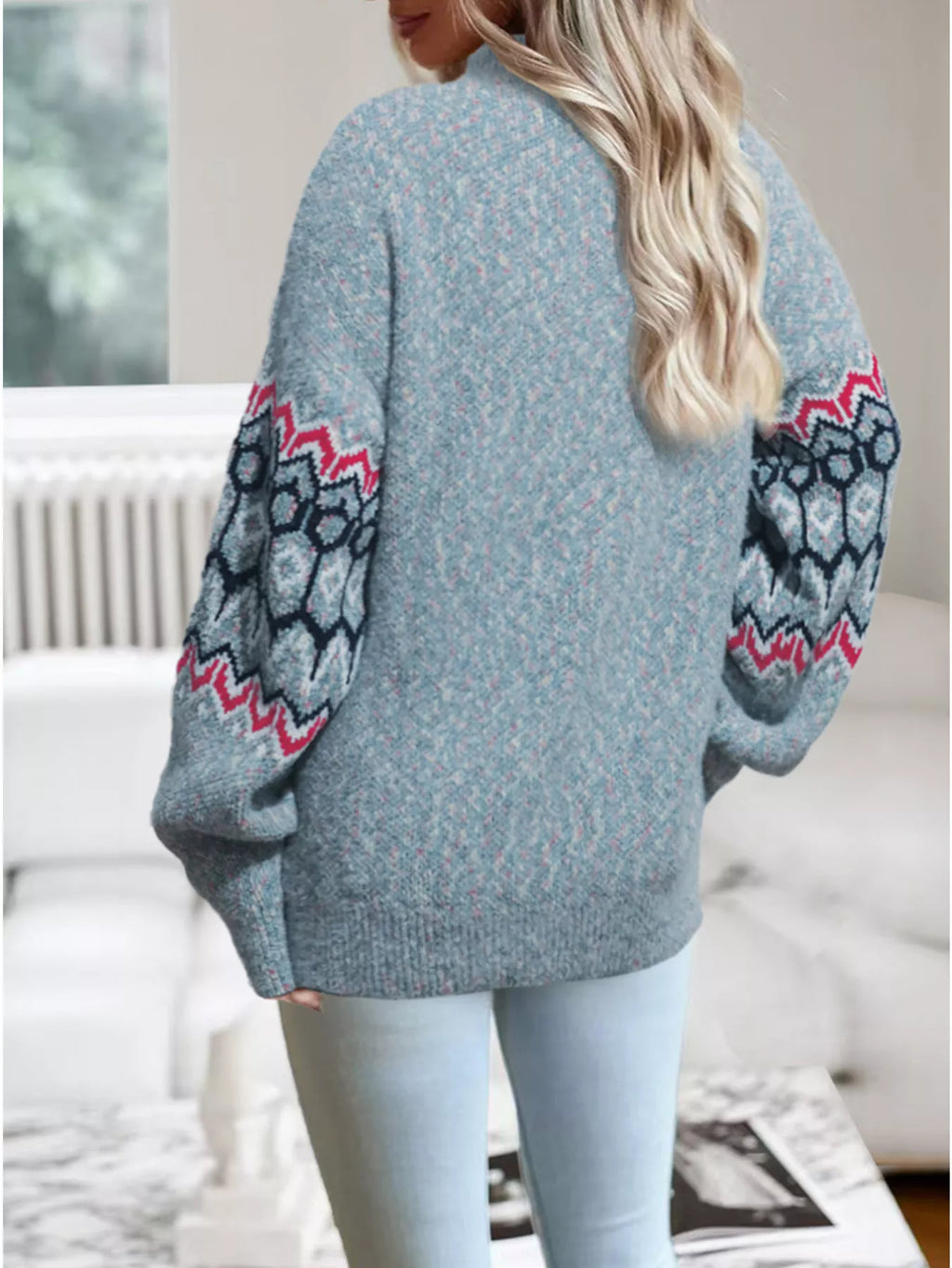 Geometric Pattern Long Sleeve Sweater