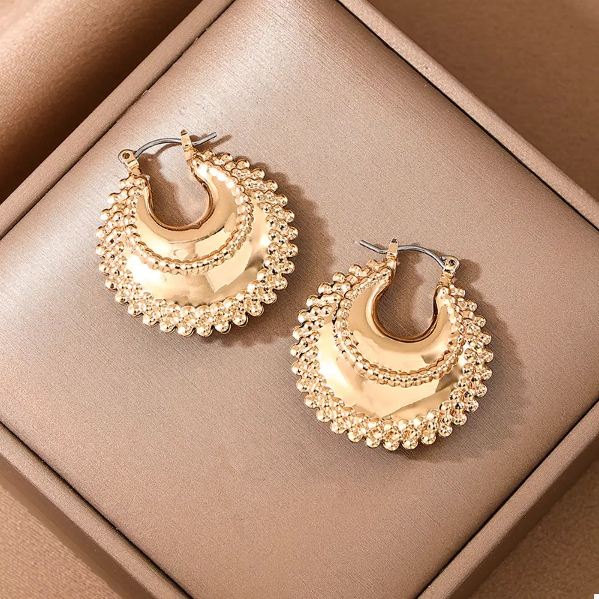 18K Gold-Plated Alloy Crescent Moon Hoop Earrings