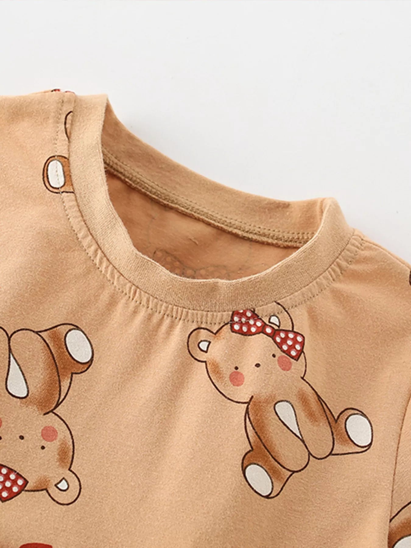 Children's Cute Bear Print Ruffle Hem Casual Dress