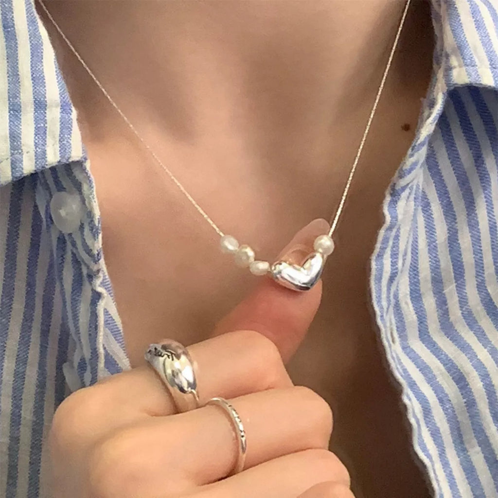 Heart & Pearl Accent Necklace