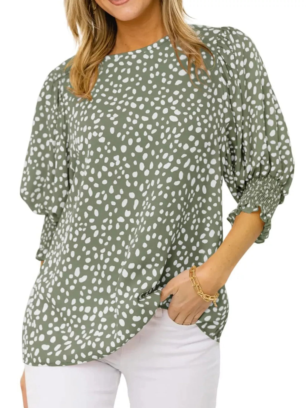 Animal Print Half Sleeve Blouse