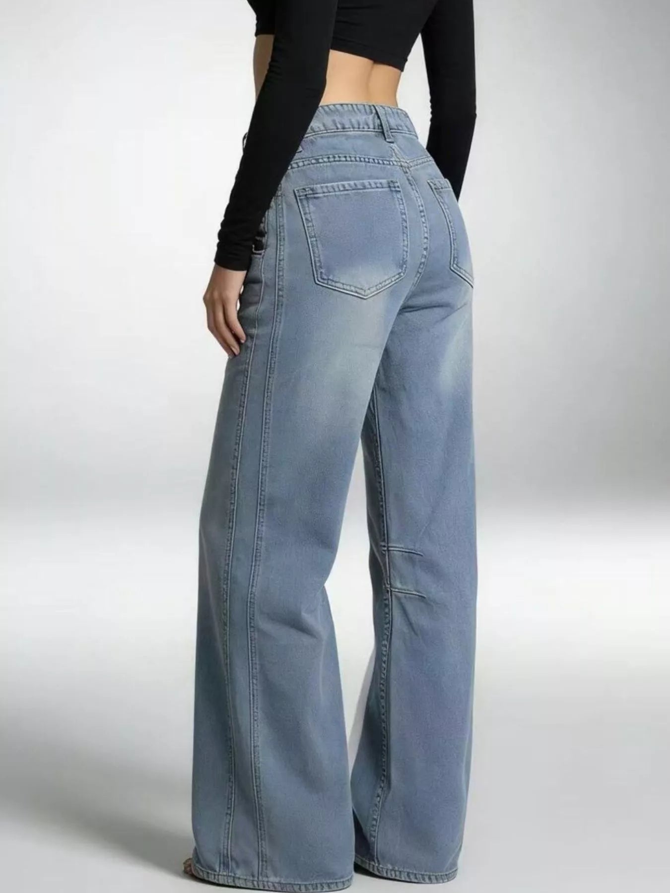 Wide Leg Wash Jeans