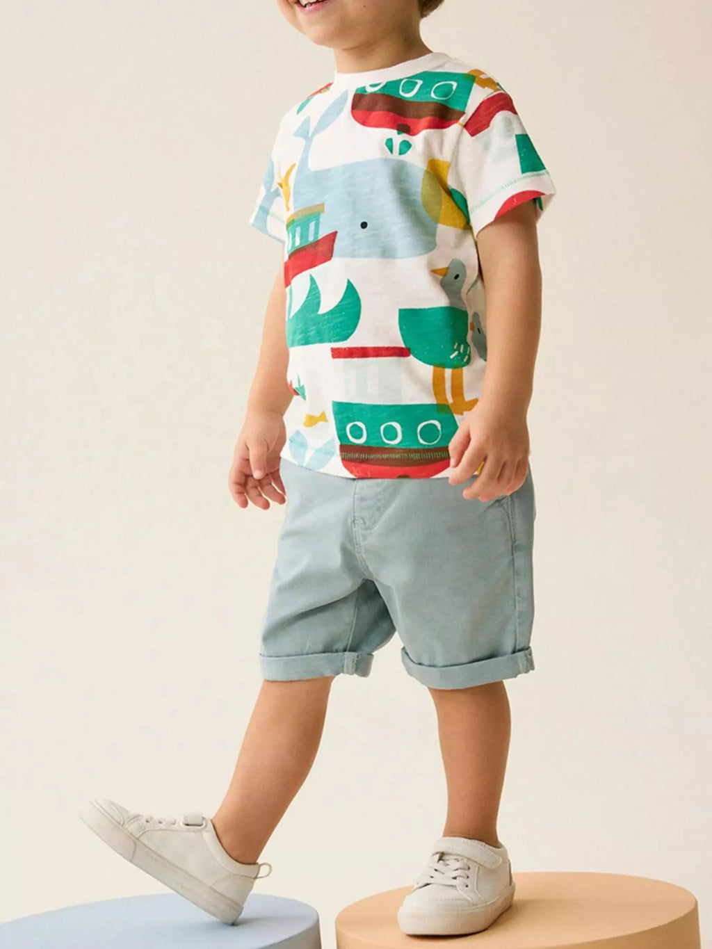 Children's Fish Print Round Neck Tee