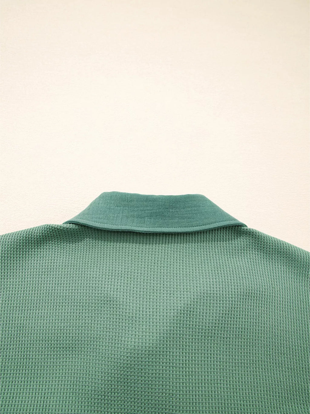 Waffle Knit Vintage Patchwork Button Up Loose Shirt
