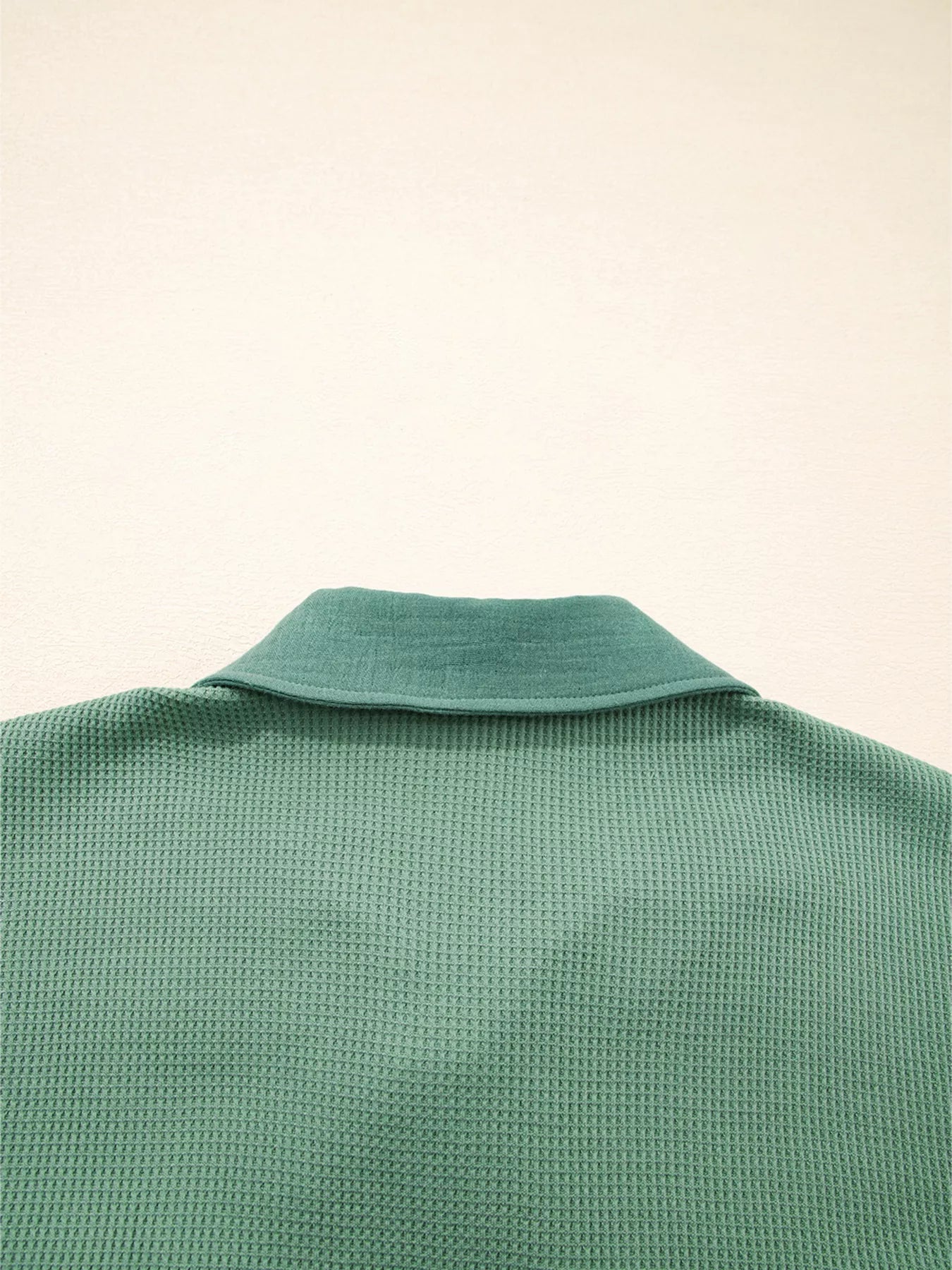 Waffle Knit Vintage Patchwork Button Up Loose Shirt