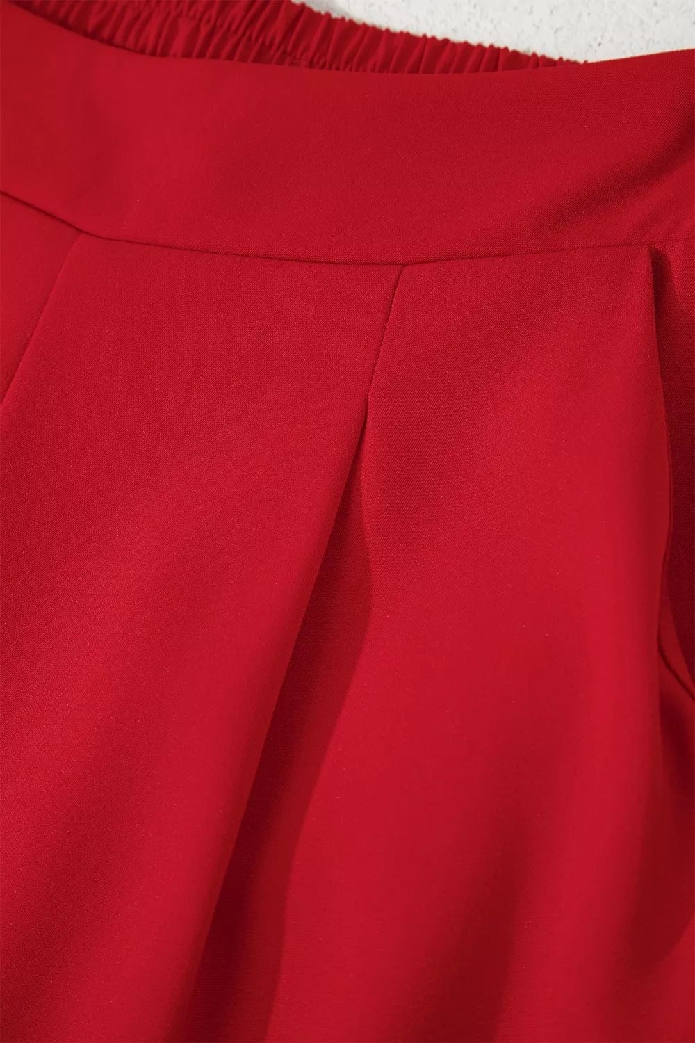 Pleated Detail Pull On High Elastic Waist Loose Straight Pants