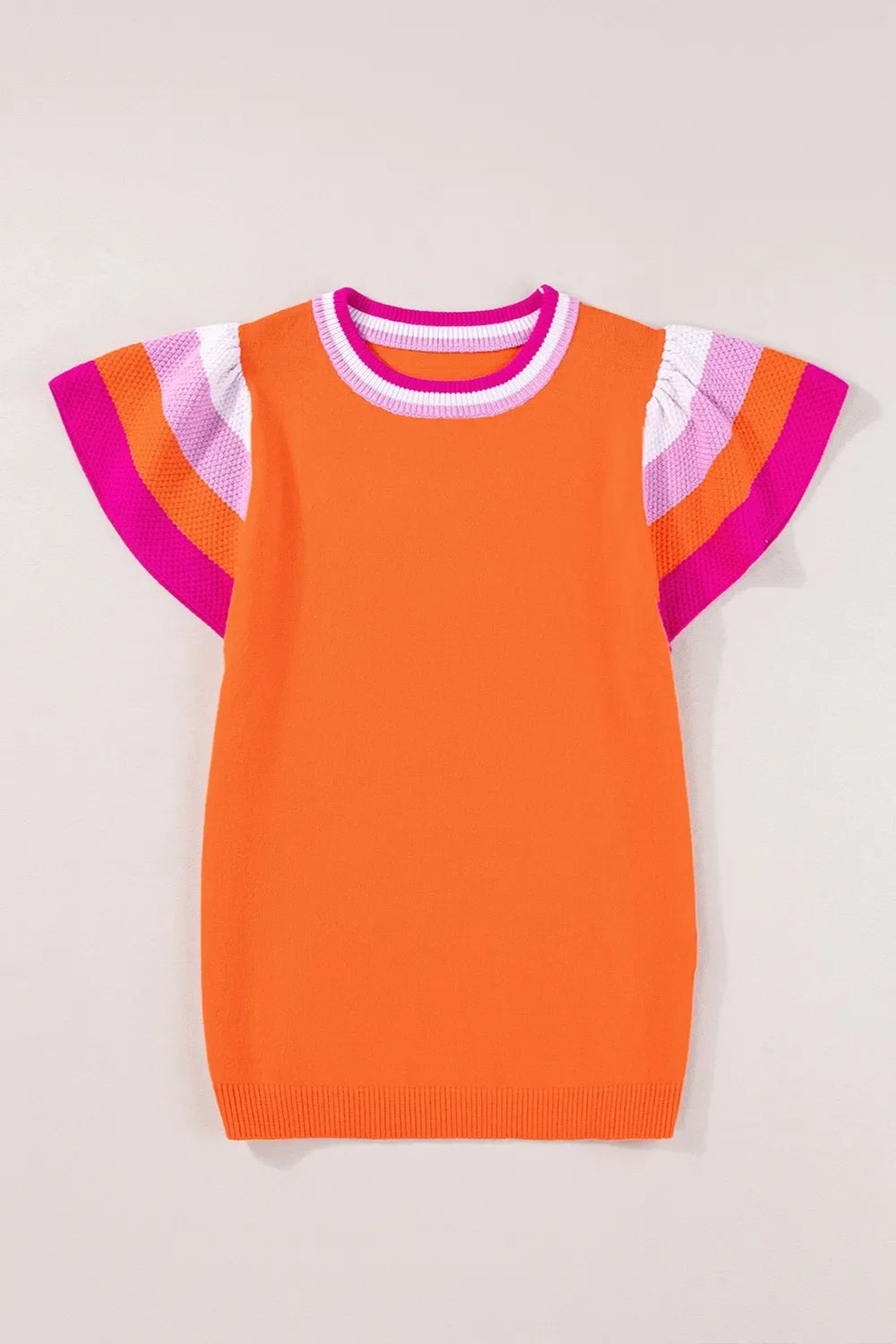 Color Block Round Neck Knit Top