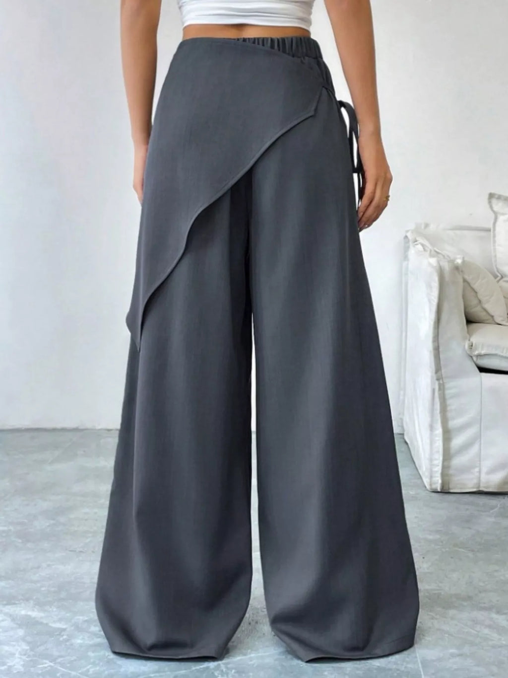 Wrap-Front Wide-Leg Pants