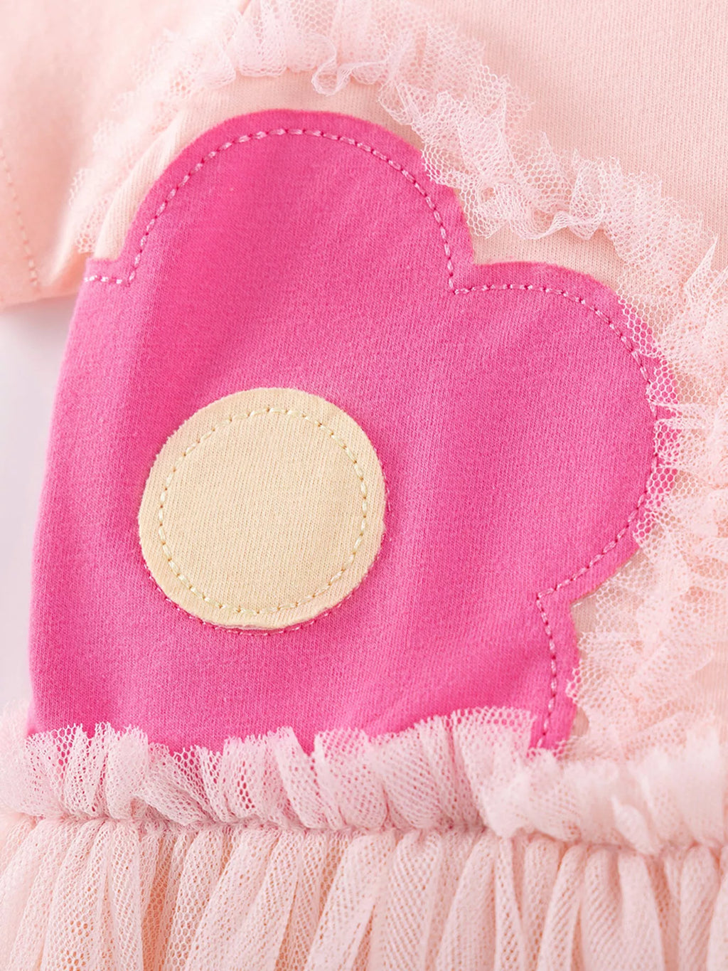 Children's Flower Round Neck Tulle Dress