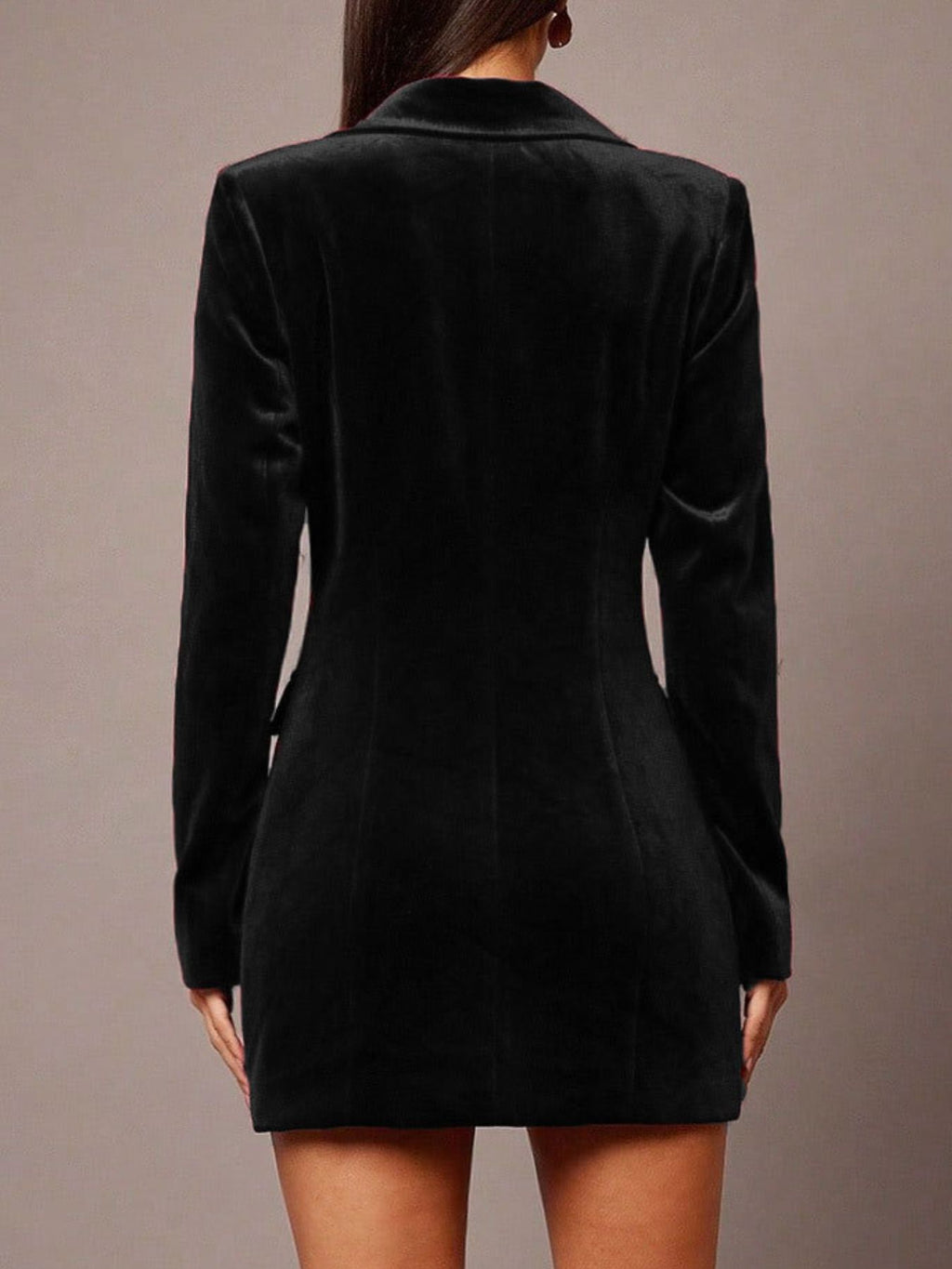 Velvet Double-Breasted Blazer Dress