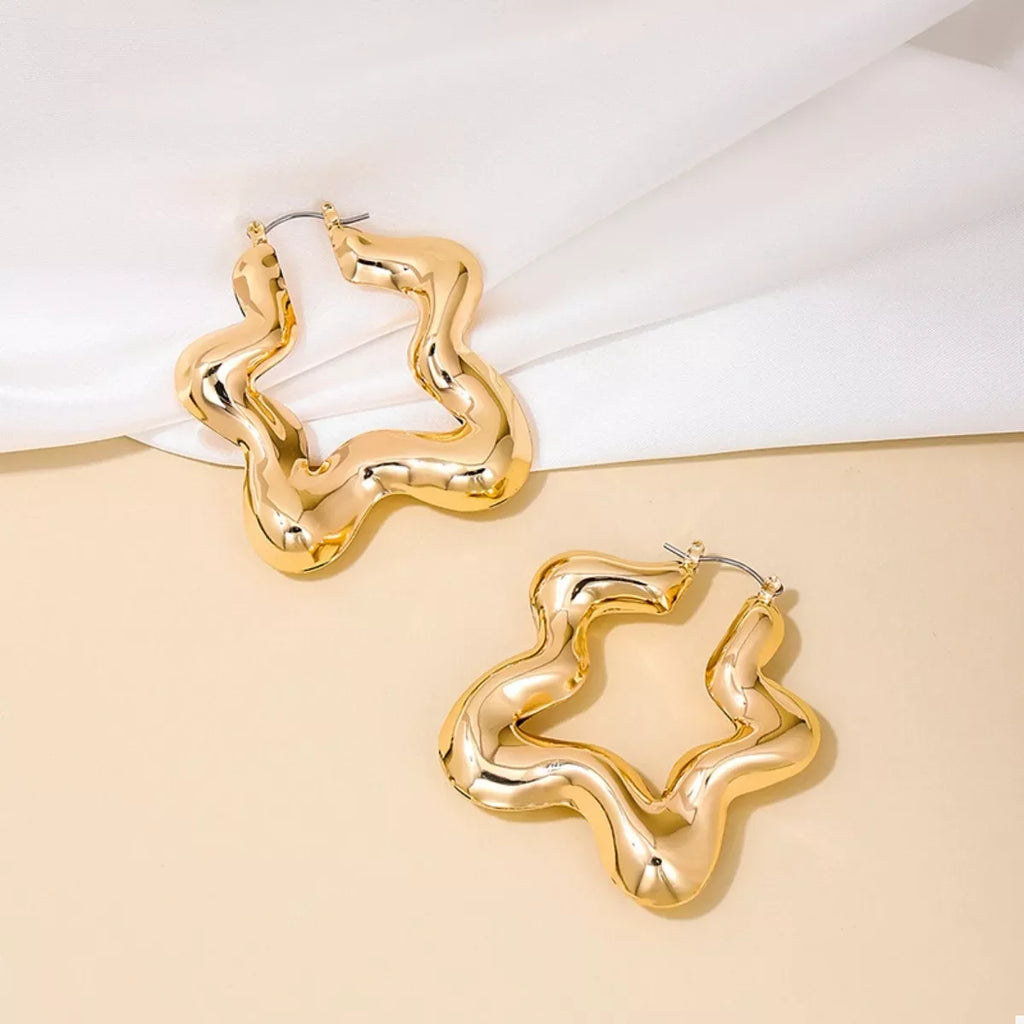 Star Shaped Hoop Earrings