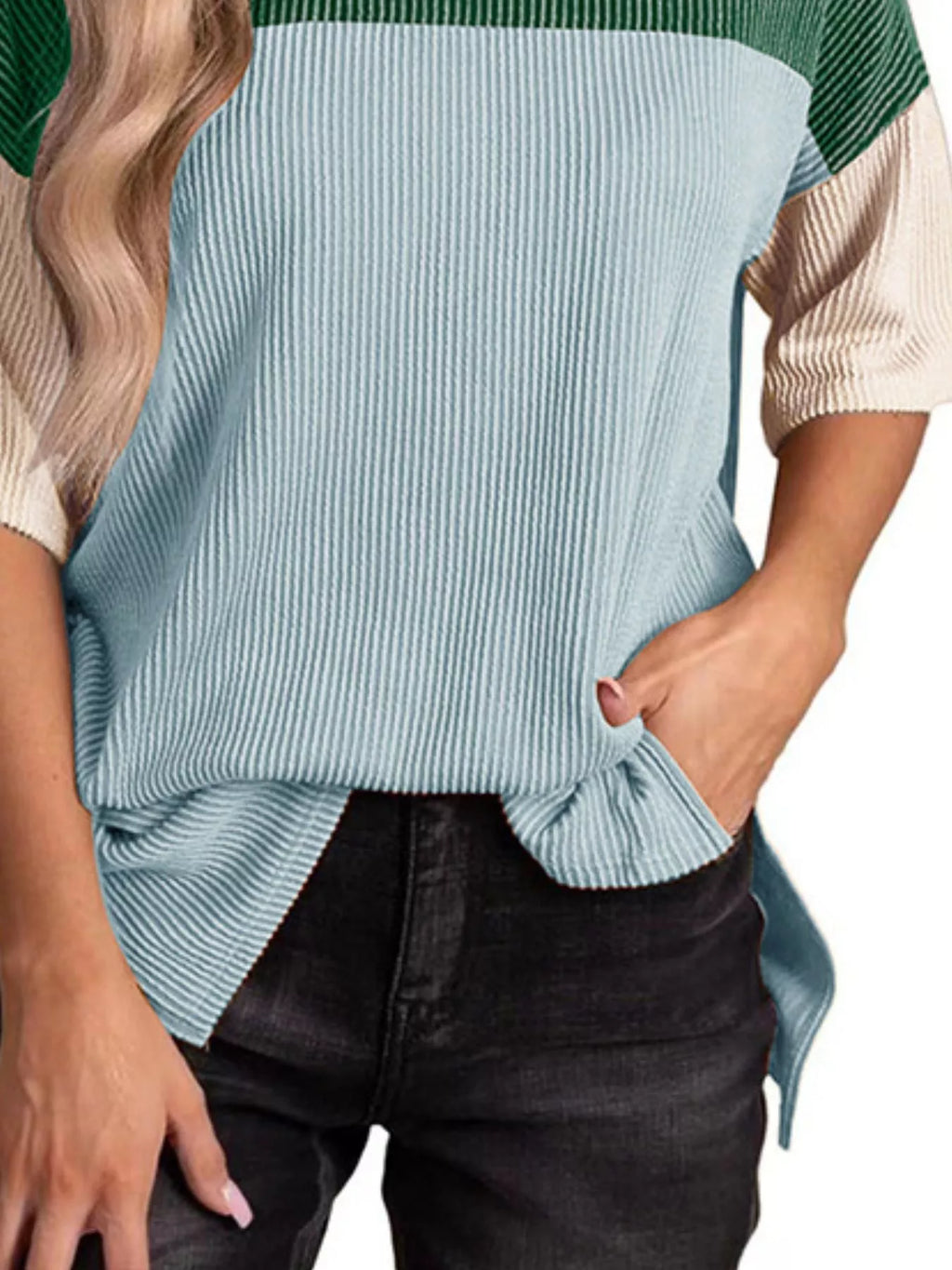 Color Block Half Sleeve Top
