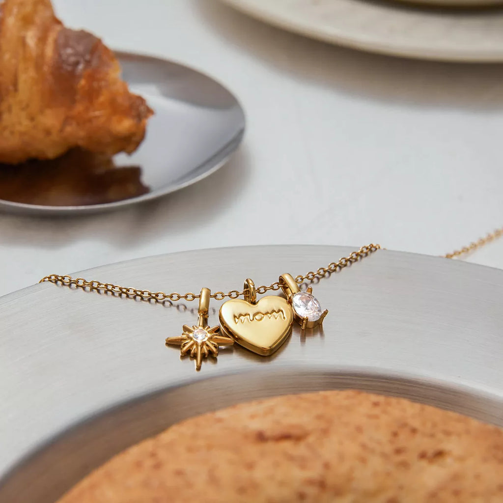 18K Gold-Plated 'Mom' Heart Necklace