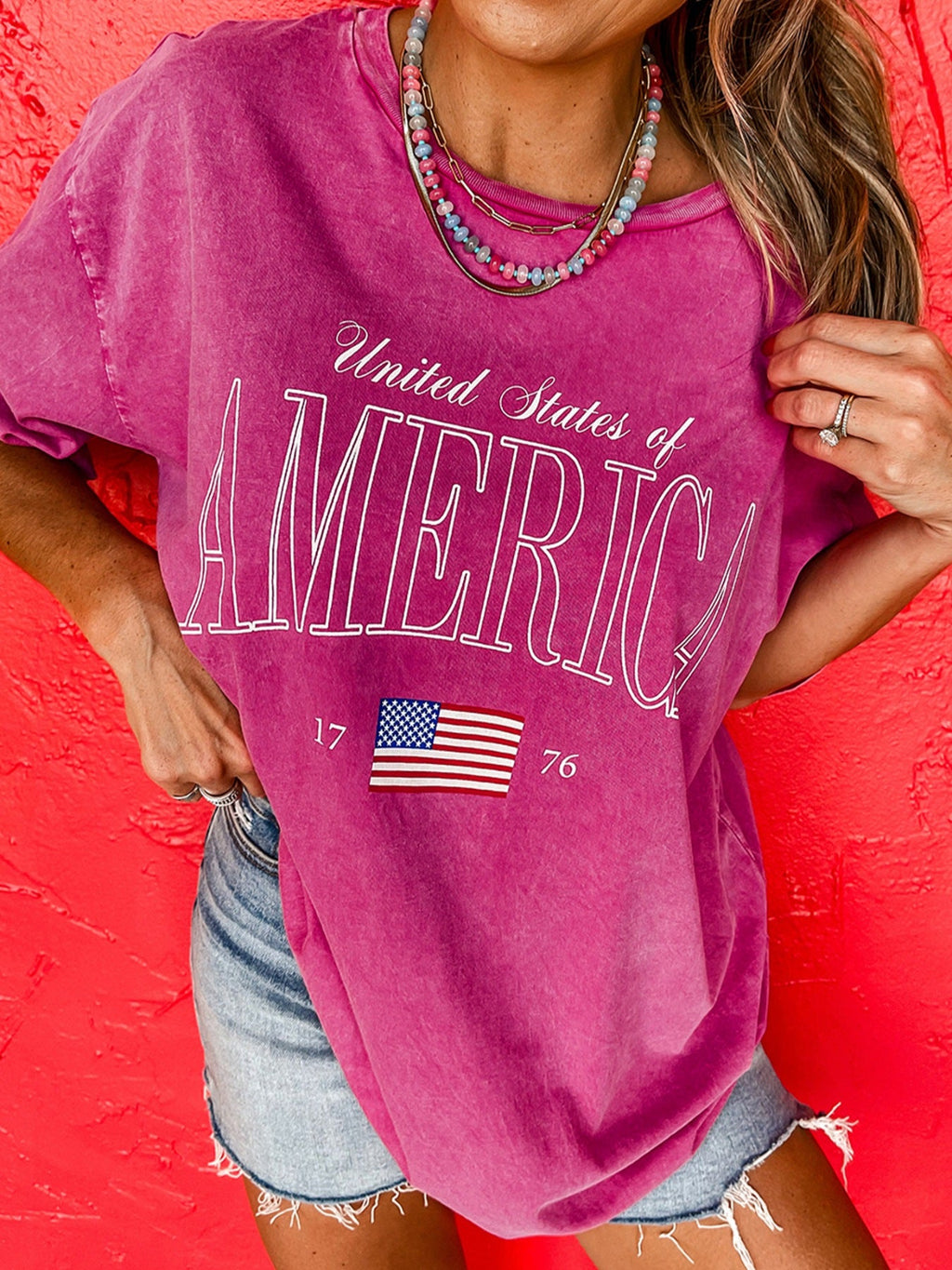 AMERICA 1776 Graphic Mineral Wash Cotton Tee