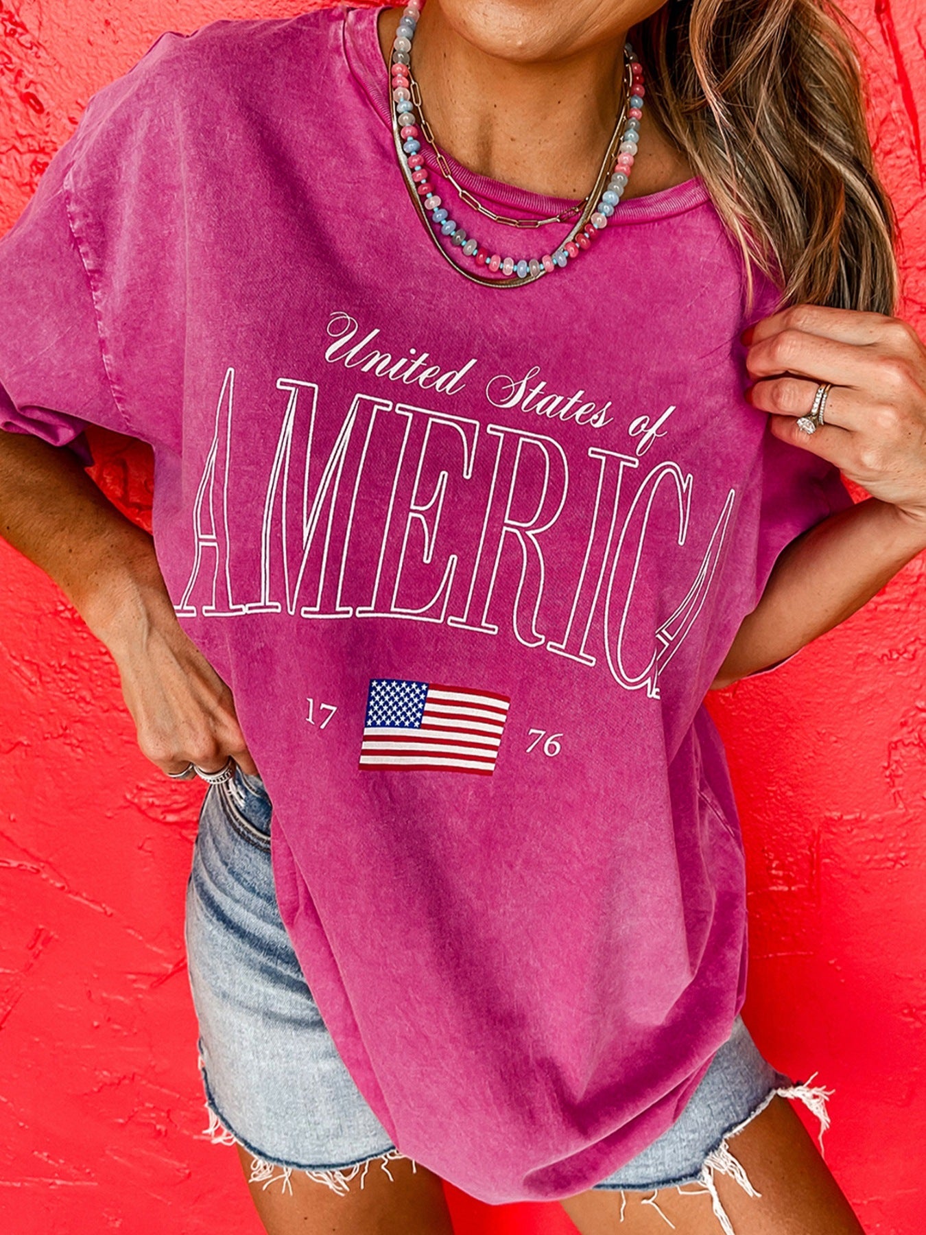 AMERICA 1776 Graphic Mineral Wash Cotton Tee