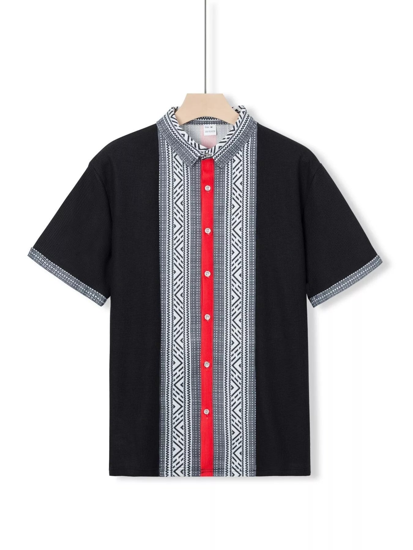 Men's Full Size Casual Geometric Print Short Sleeve Shirt Plus Size